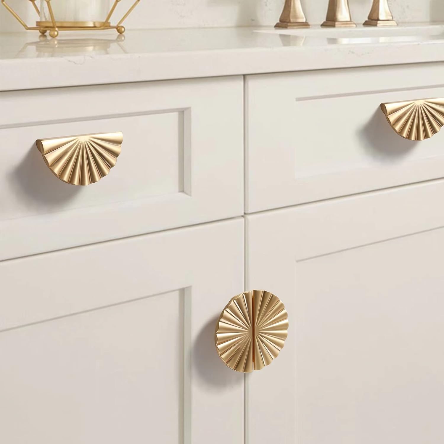 6 Pack Cabinet Handles 2.52 inch Kitchen Cabinet Pulls 64mm with Vintage Cupboard Drawers Hardware Dresser Drawer Handles Kitchen Cabinet Handles (64MM, 6 Pack, Brushed Gold) - Image 3