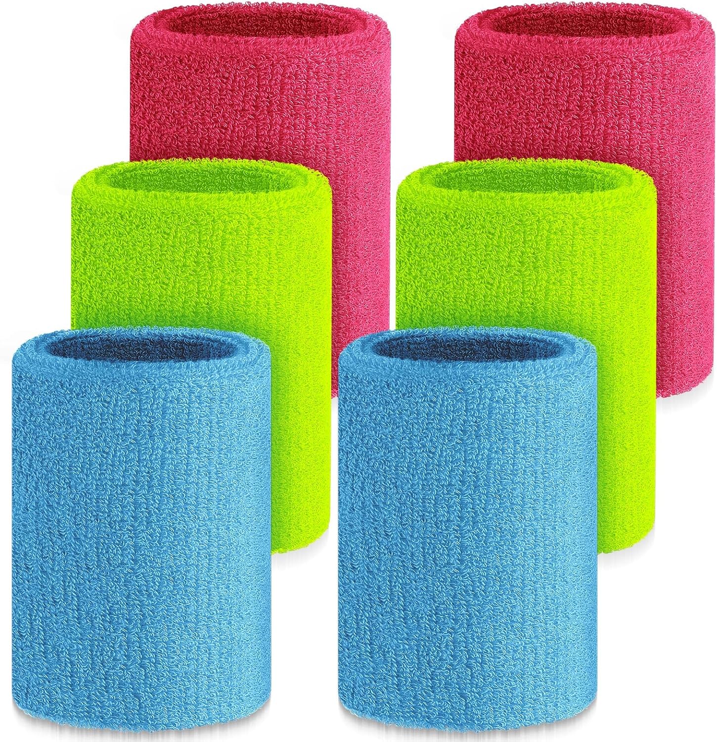 6 Pcs Cotton Blend 4 Inch Black Wrist Sweatbands for Tennis, Gymnastics, Working Out, Football, Running - Unisex, Athletes, Adults, Teens - Image 1