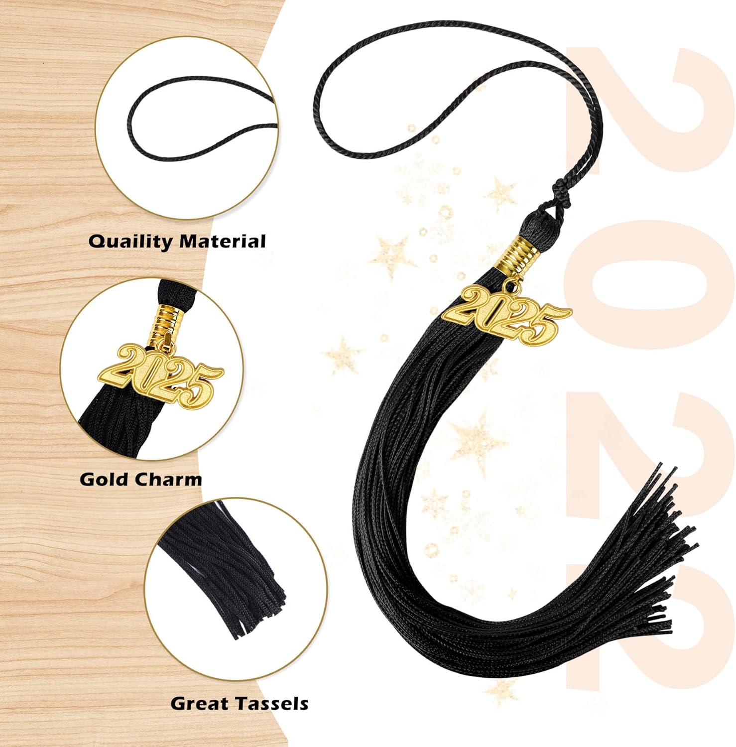 2025 Graduation Tassel, 1Pcs Graduation Cap Tassel 2025 Grad Graduation Tassel for 2025 Graduation Ceremonies Accessories (Black) - Image 4