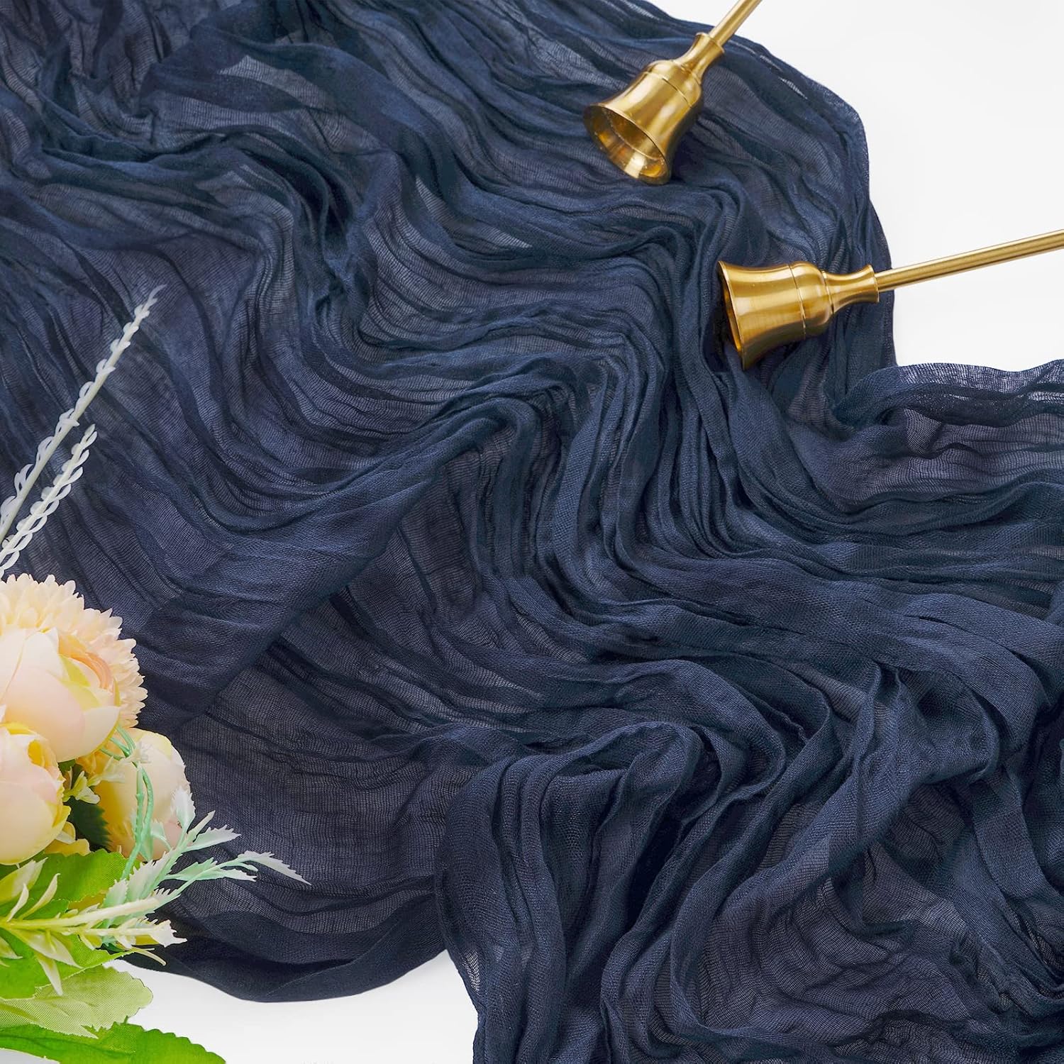 6 Pcs Navy Blue Cheesecloth Table Runner 10FT, Gauze Table Runner for Wedding Reception Sheer Bridal Shower Birthday Party Boho Table Decoration, Rustic Romantic Wedding Runner - Image 4