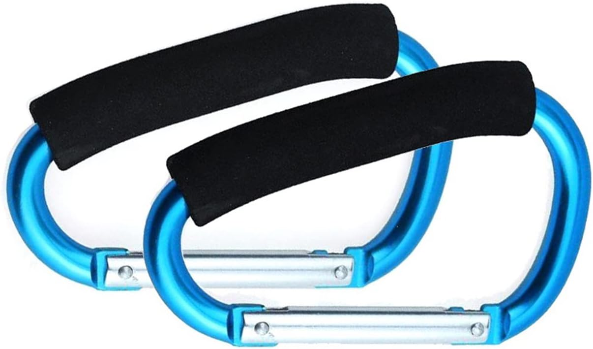 Stroller Hooks by Baby,Large Stroller Hooks for Mommy, 2 pcs Carabiner Stroller Hook Organizer for Hanging Purses, Diaper Bag, Shopping Bags (Sky Blue) - Image 1