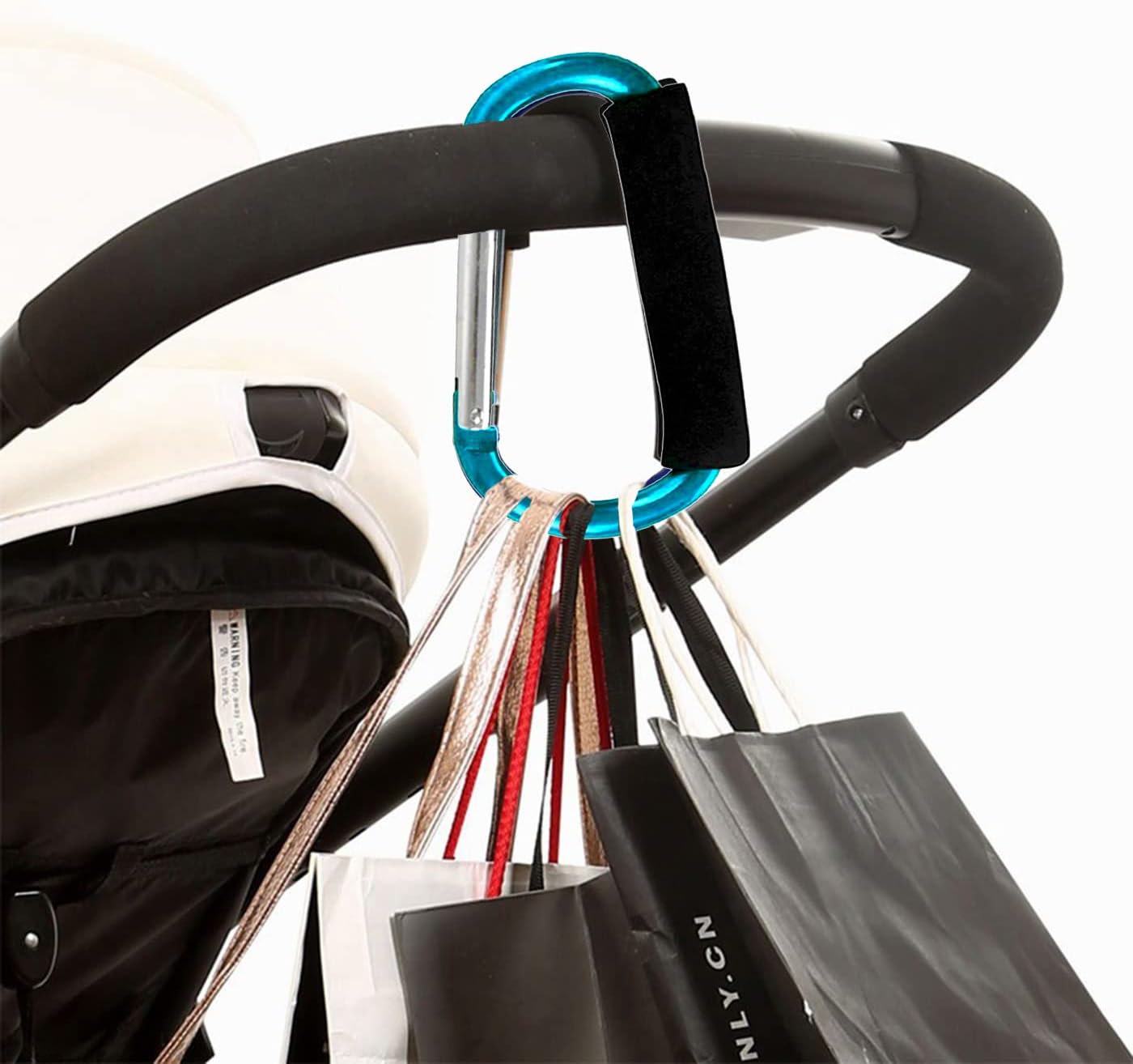 Stroller Hooks by Baby,Large Stroller Hooks for Mommy, 2 pcs Carabiner Stroller Hook Organizer for Hanging Purses, Diaper Bag, Shopping Bags (Sky Blue) - Image 2