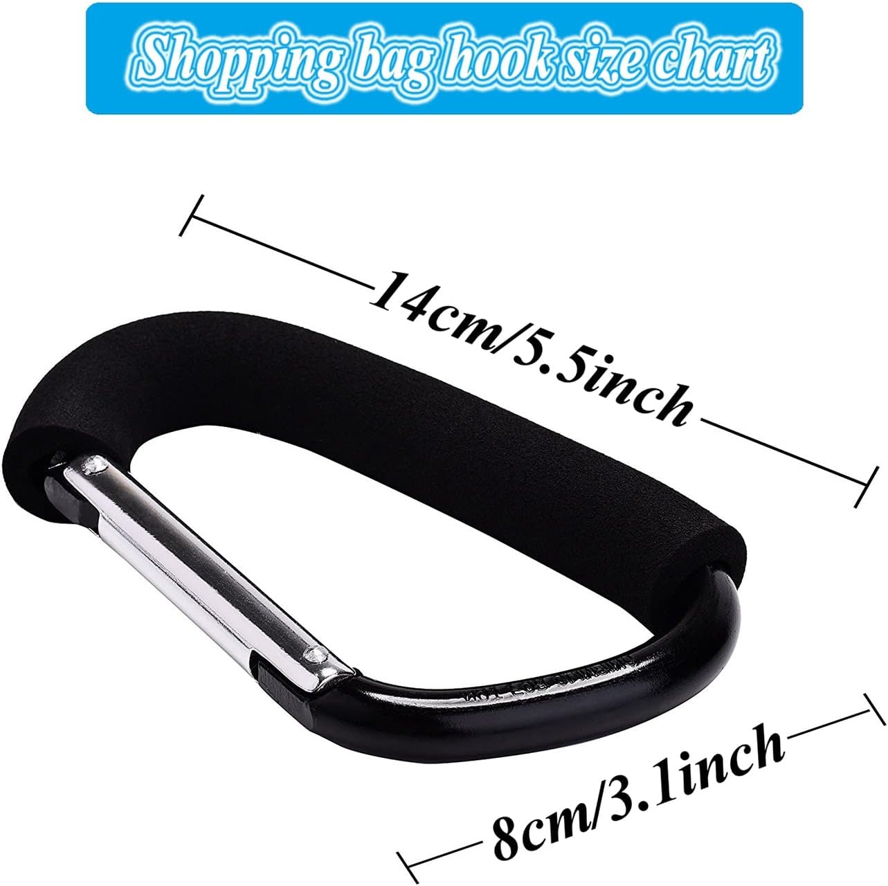 Stroller Hooks by Baby,Large Stroller Hooks for Mommy, 2 pcs Carabiner Stroller Hook Organizer for Hanging Purses, Diaper Bag, Shopping Bags (Sky Blue) - Image 4
