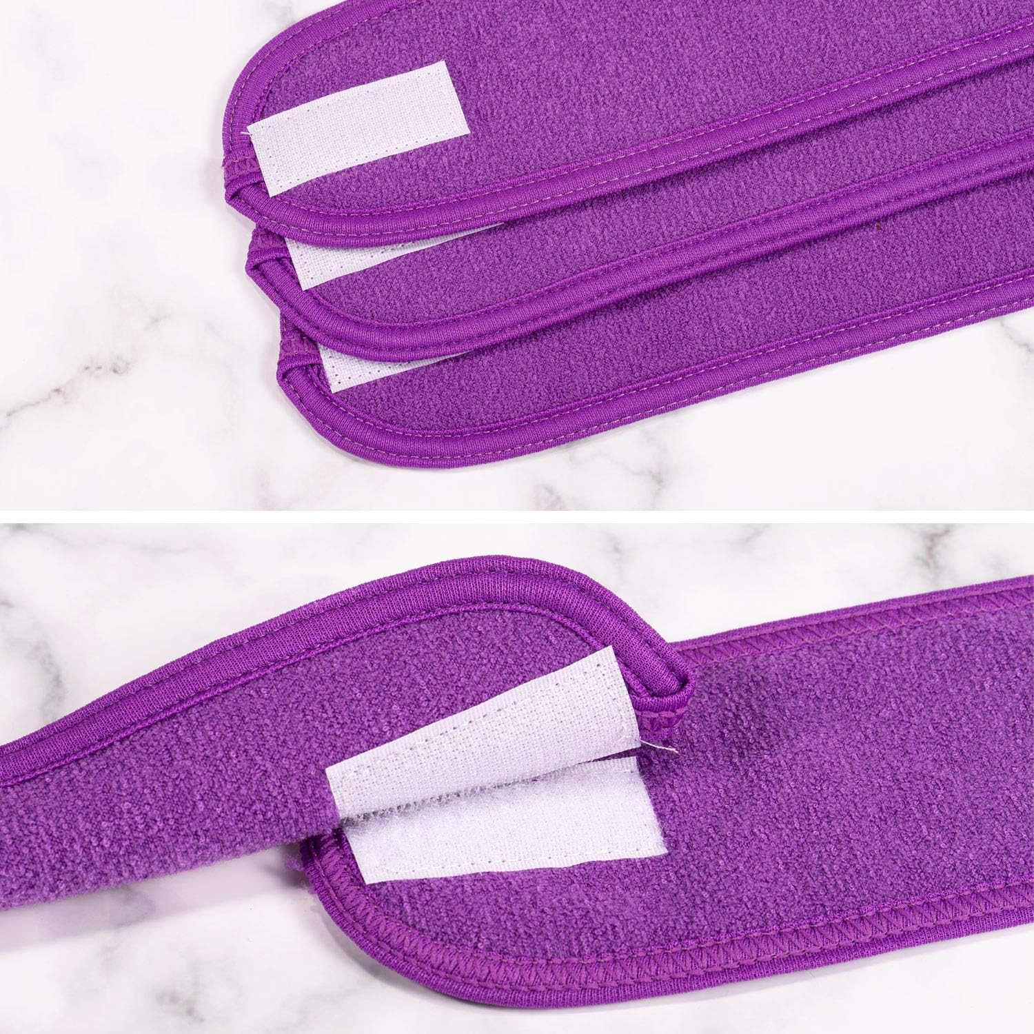 Spa Facial Headband  4 Packs Head Wrap Terry Cloth Headband Adjustable Stretch Towel for Bath, Makeup and Sport (Purple) - Image 5