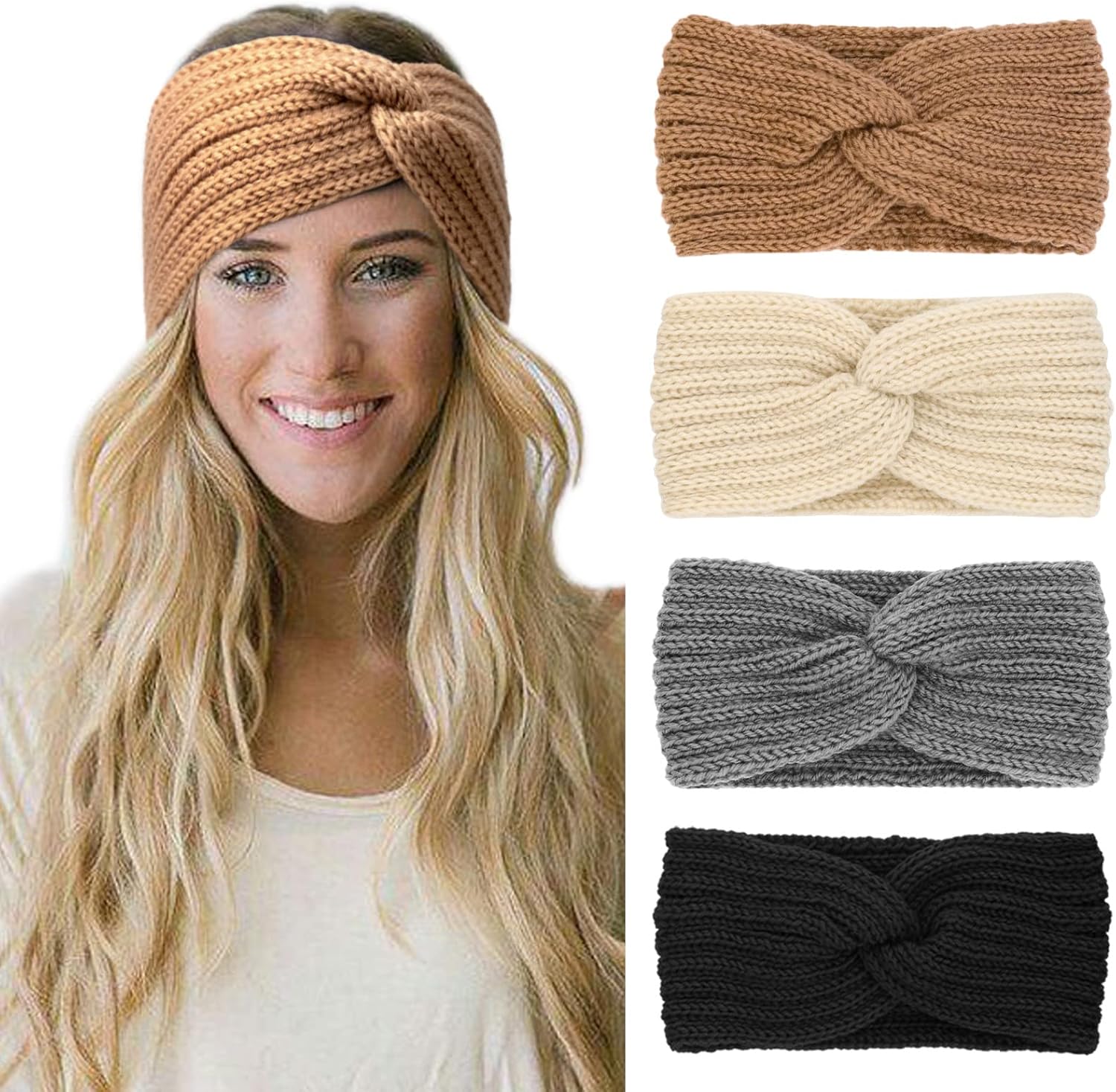 Knit Crochet Headband for Women Ear Warmer Soft Turban Stretch Headbands Warmer Winter Running Fashion Head Wrap Winter Accessories - Image 1