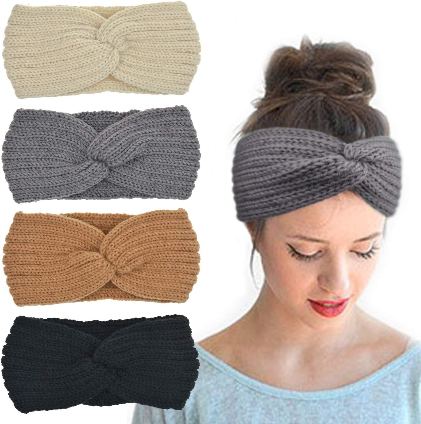 Knit Crochet Headband for Women Ear Warmer Soft Turban Stretch Headbands Warmer Winter Running Fashion Head Wrap Winter Accessories - Image 8