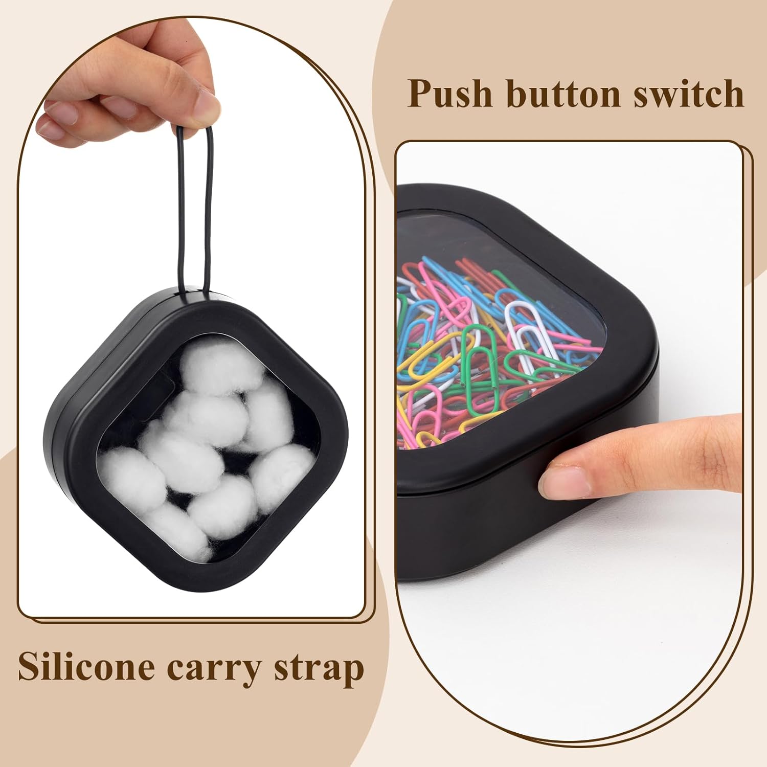 4 Pcs Black Hair Tie Organizer Portable Hair Accessory Storage Containers Stackable Tie Bobby Pin Holder Home Cotton Swab Dispenser Accessories Jewelry Organizer Box - Image 3