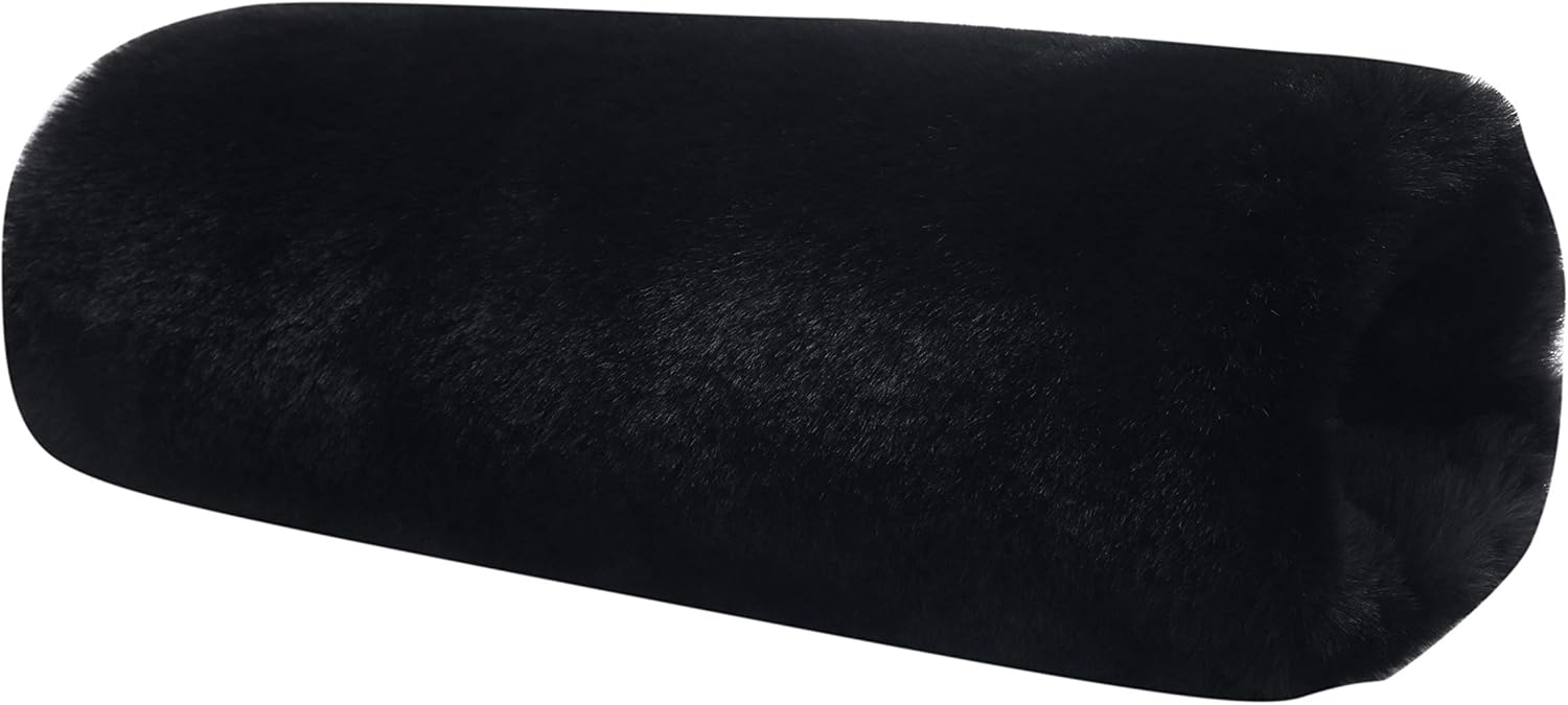 Faux Fur Hand Muffs for Women Winter Warm Arm and Hand Warmer with PU Leather Strap(Black) - Image 2