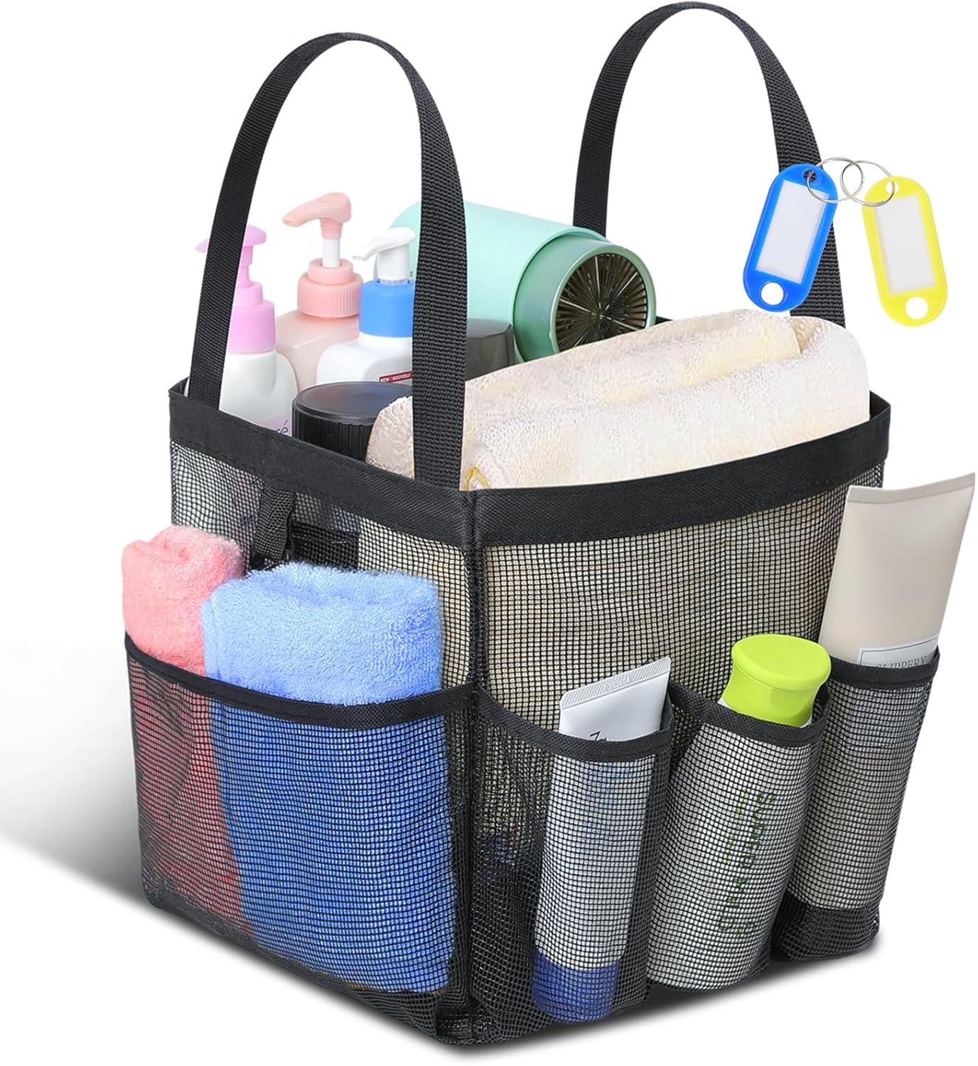 Mesh Shower Caddy Tote, Large Shower Caddy Basket Portable, Quick Dry Hanging Toiletry Bag, 8 Storage Pocket Handle Bath Organizer for College Dorm, Gym, Camp, Travel - Image 1