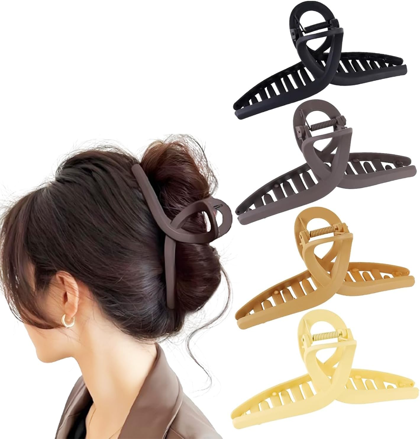 Big Hair Claw Clips - Butterfly Hair Accessories for Women and Girls,Butterfly Claw Clips for Thick Hair - Large Hair Clips for Women (Neutral) - Image 1