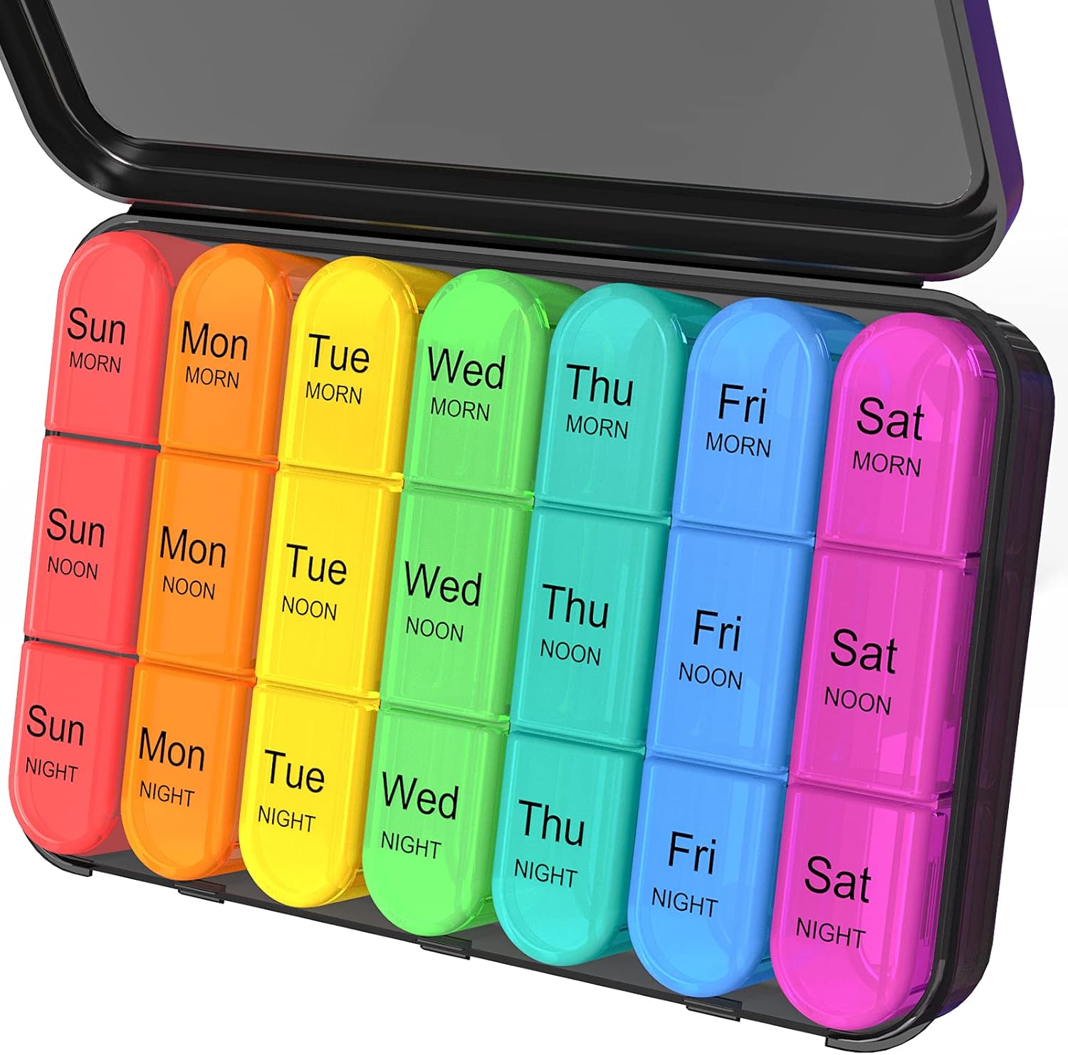 Pill Organizer 3 Times a Day, Weekly Pill Case, Travel Pill Box 7 Day, Daily Medicine Organizer with Large BPA Free Container to Hold Vitamins, Supplements and Medication - Image 1