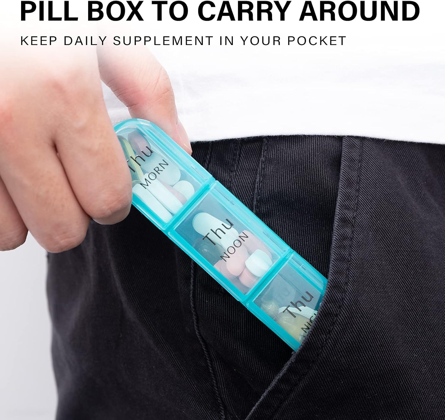 Pill Organizer 3 Times a Day, Weekly Pill Case, Travel Pill Box 7 Day, Daily Medicine Organizer with Large BPA Free Container to Hold Vitamins, Supplements and Medication - Image 3