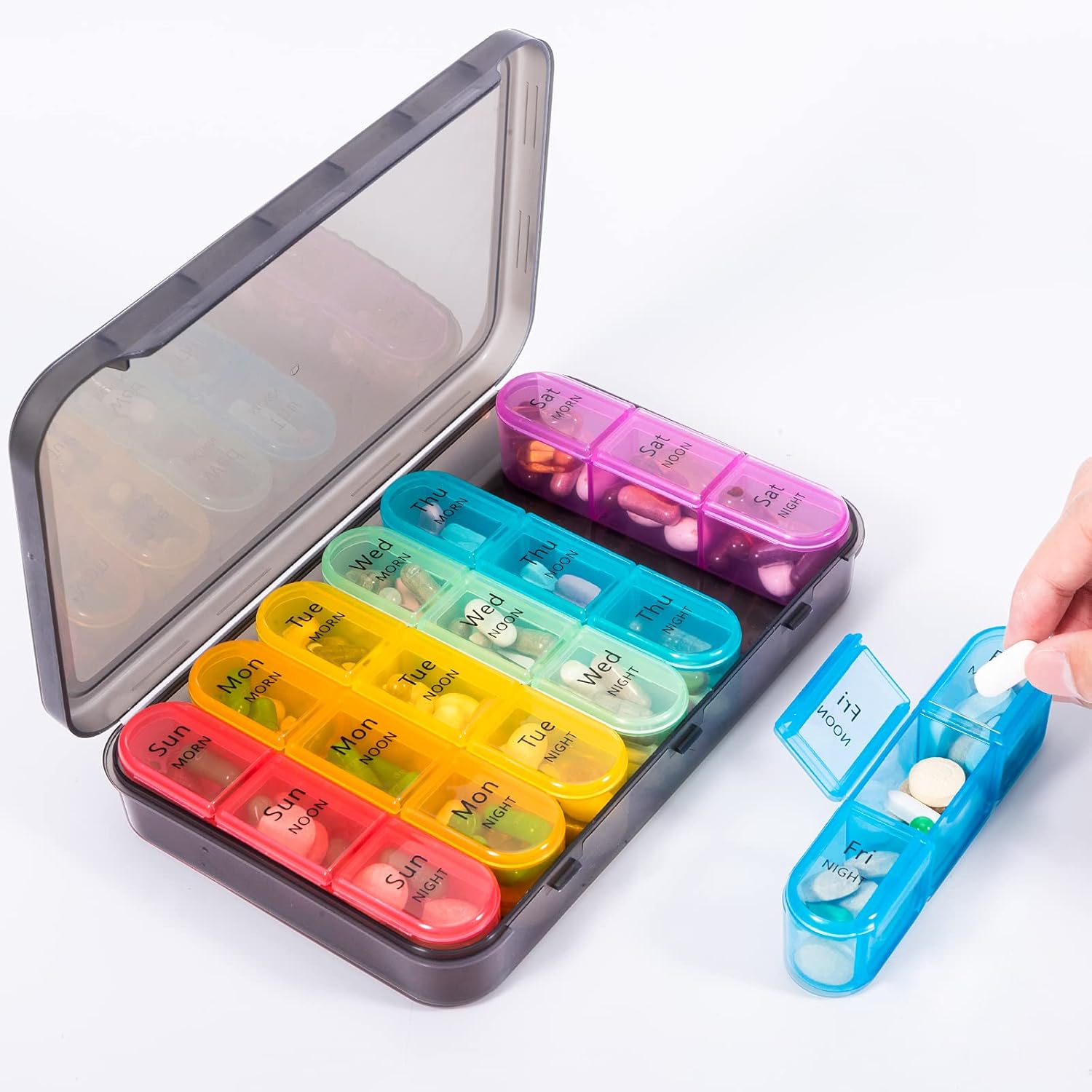 Pill Organizer 3 Times a Day, Weekly Pill Case, Travel Pill Box 7 Day, Daily Medicine Organizer with Large BPA Free Container to Hold Vitamins, Supplements and Medication - Image 7