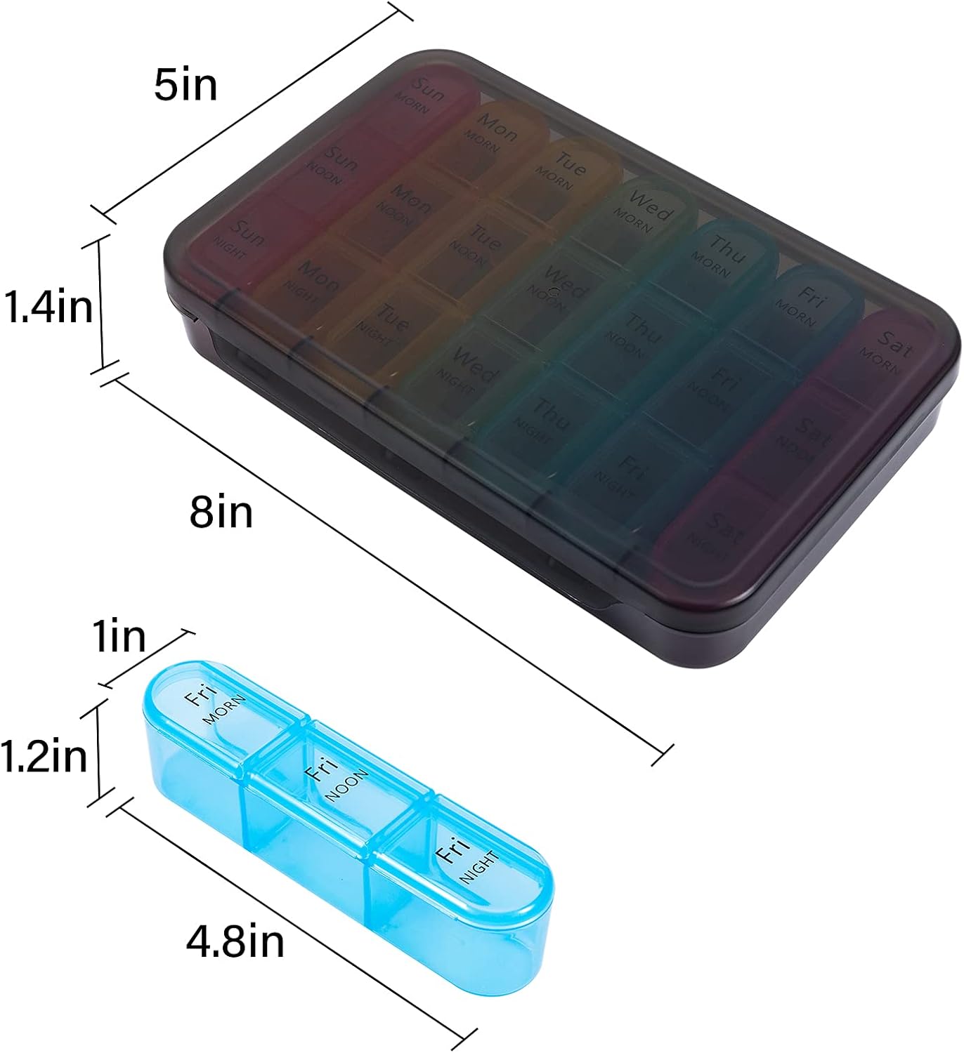 Pill Organizer 3 Times a Day, Weekly Pill Case, Travel Pill Box 7 Day, Daily Medicine Organizer with Large BPA Free Container to Hold Vitamins, Supplements and Medication - Image 8