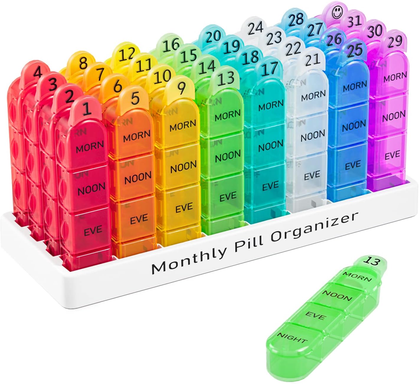 Monthly Pill Organizer 4 Times a Day, 30 Day Pill Organizer with Daily Pill Box Organizer, One Month Medicine Pill Case, 31 Day Pill Container Pill Holder to Hold Supplement and Medication - Image 1