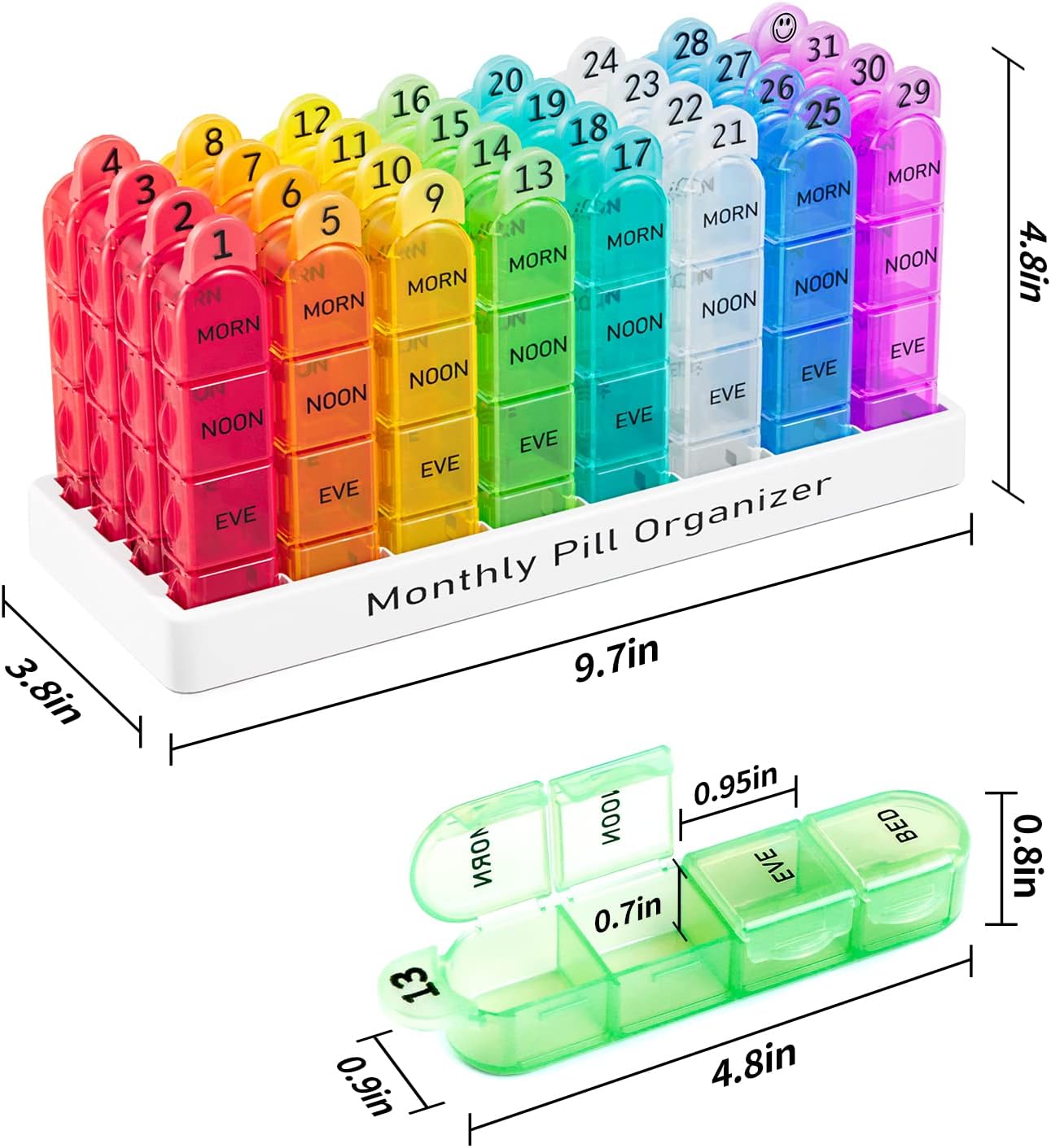 Monthly Pill Organizer 4 Times a Day, 30 Day Pill Organizer with Daily Pill Box Organizer, One Month Medicine Pill Case, 31 Day Pill Container Pill Holder to Hold Supplement and Medication - Image 2