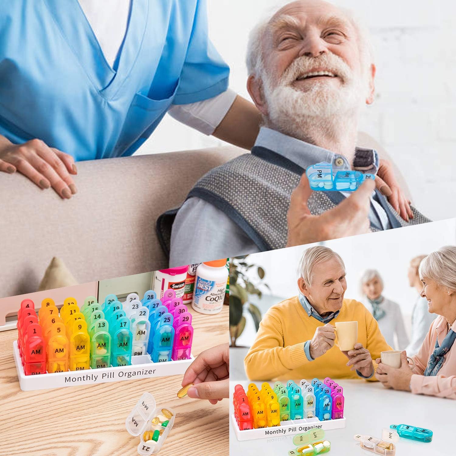 Monthly Pill Organizer 2 Times a Day - 30 Day Pill Box AM PM, BPA Free One Month Medicine Organizer Twice Daily, 31-Day Case to Hold Vitamins, Supplements & Medication - Image 2