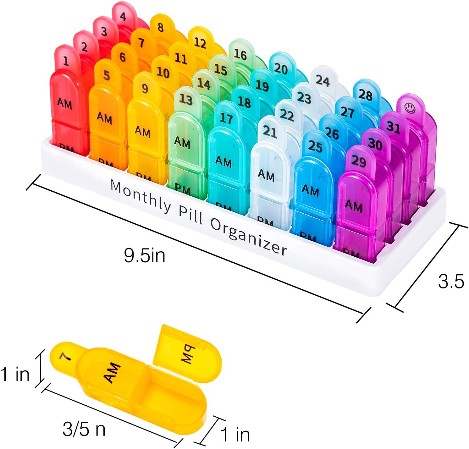 Monthly Pill Organizer 2 Times a Day - 30 Day Pill Box AM PM, BPA Free One Month Medicine Organizer Twice Daily, 31-Day Case to Hold Vitamins, Supplements & Medication - Image 5