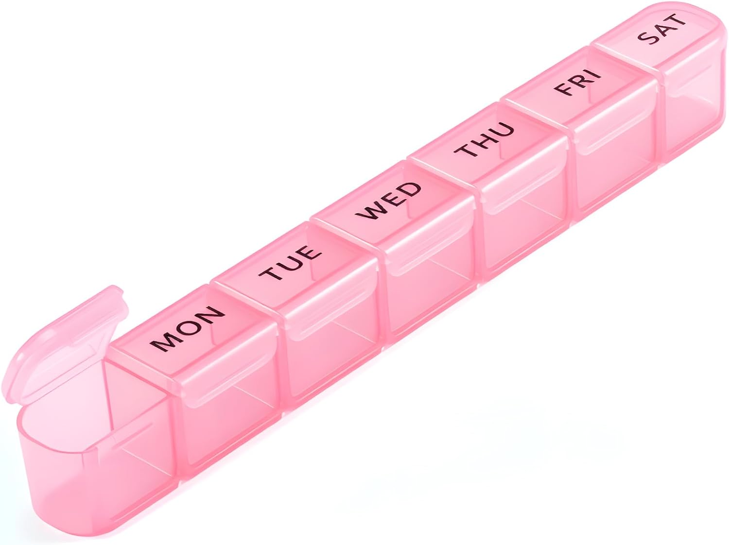 Weekly Pill Organizer, Large 7 Day Pill Box, Travel Pill Case, Daily Pill Dispenser for Vitamins, Medicines, Supplements, and Fish Oil(Pink) - Image 1