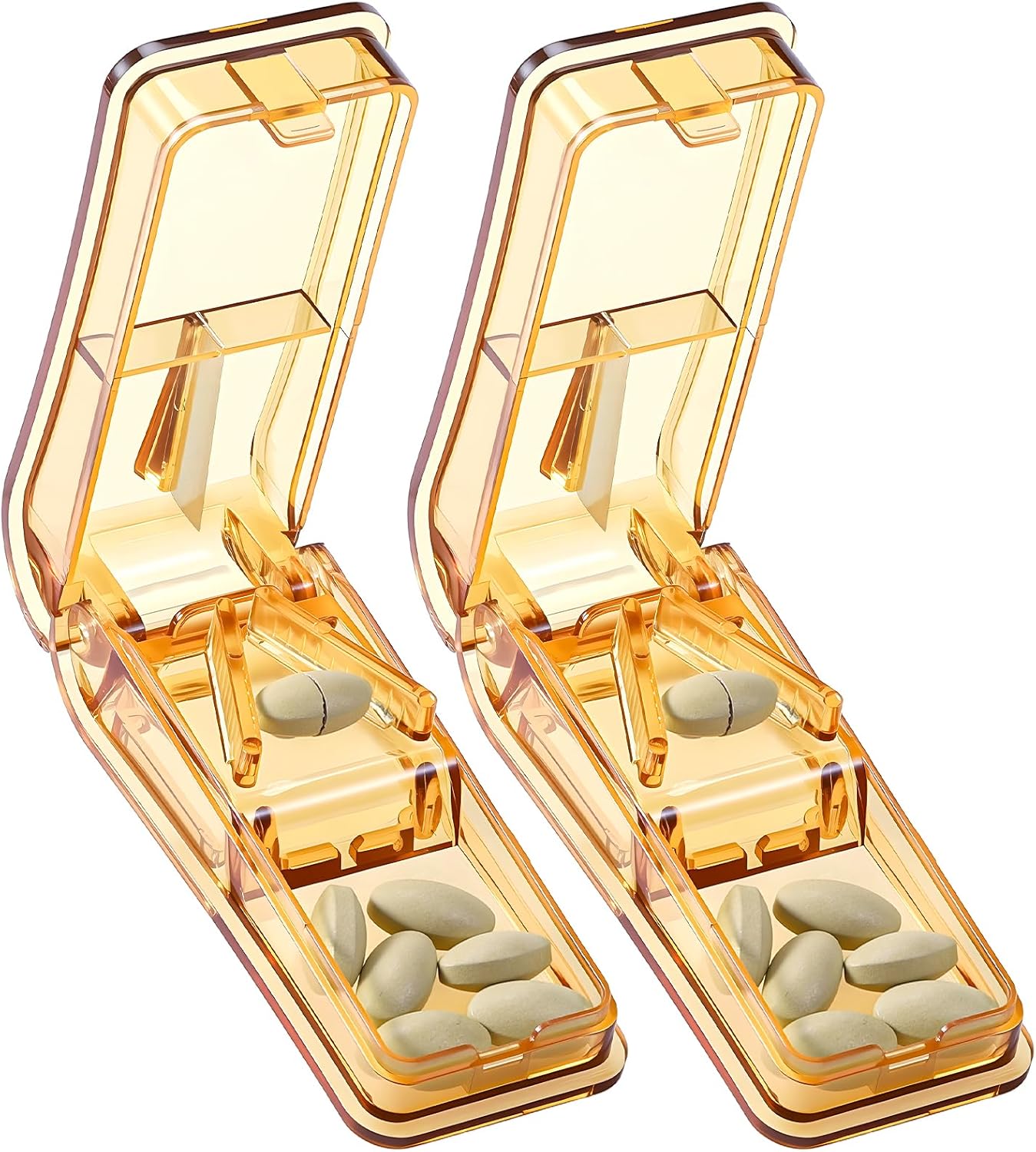 2PCS Pill Cutter for Small and Tiny Pills, Professional Pill Splitter for Cutting Small Pills or Large Pills in Half - Brown - Image 1