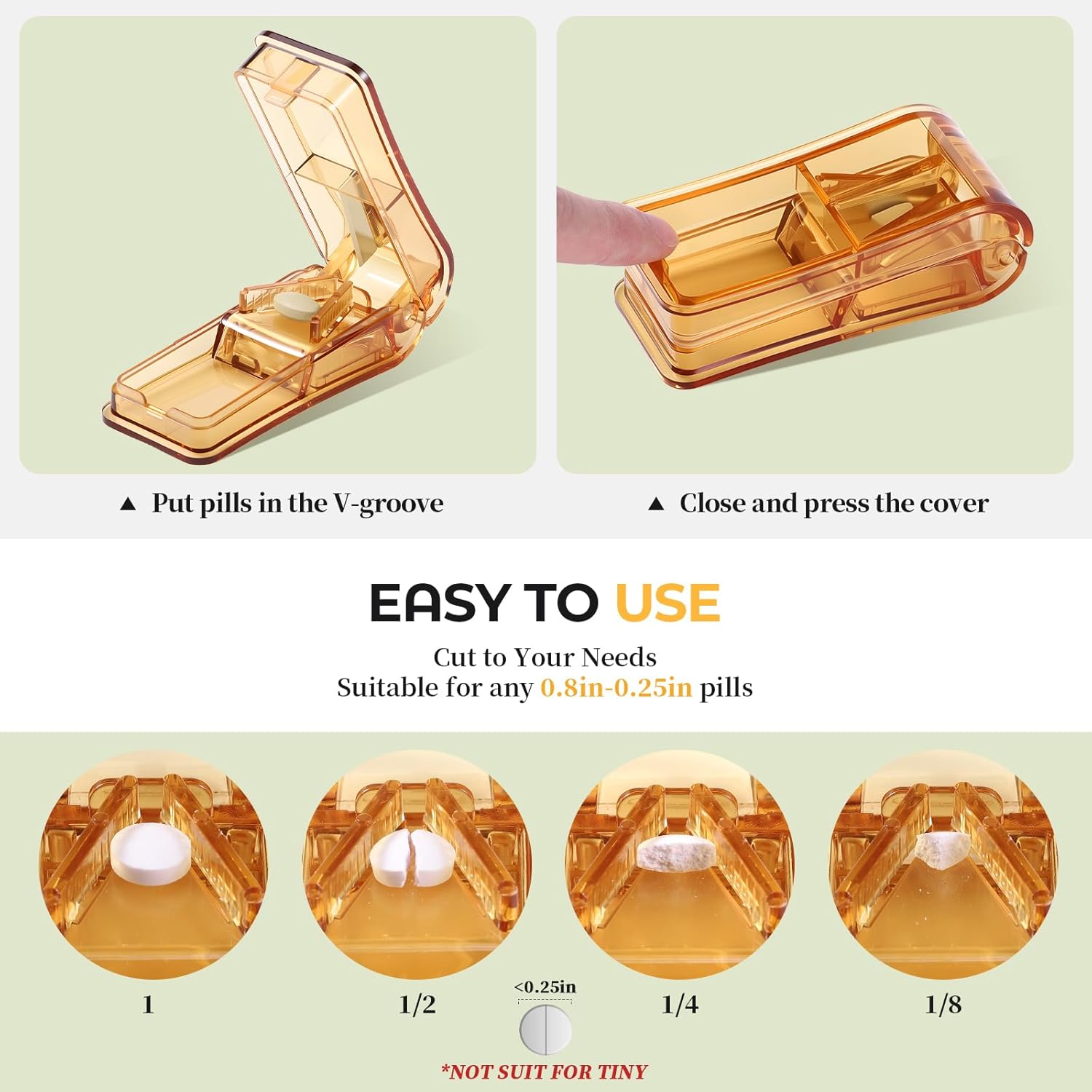 2PCS Pill Cutter for Small and Tiny Pills, Professional Pill Splitter for Cutting Small Pills or Large Pills in Half - Brown - Image 3