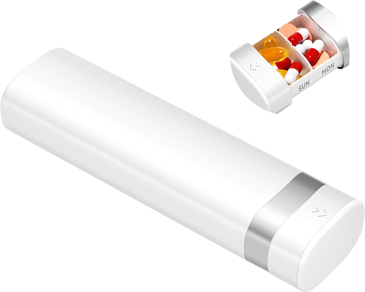 7-Day Pill Organizer, Travel Pill Case with Easy-to-Use Design, Large-Capacity Vitamin Box, Portable Drawer Medication Organizer for Once-a-Day Vitamins, Pills, and Supplements (White) - Image 1