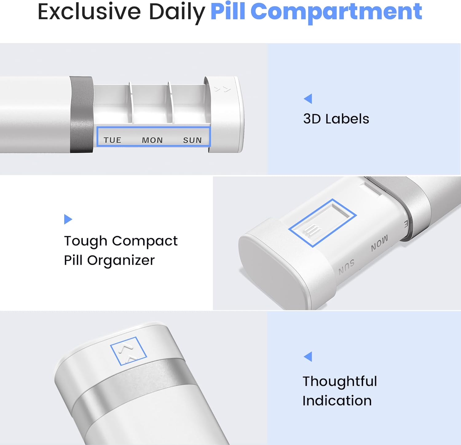 7-Day Pill Organizer, Travel Pill Case with Easy-to-Use Design, Large-Capacity Vitamin Box, Portable Drawer Medication Organizer for Once-a-Day Vitamins, Pills, and Supplements (White) - Image 4