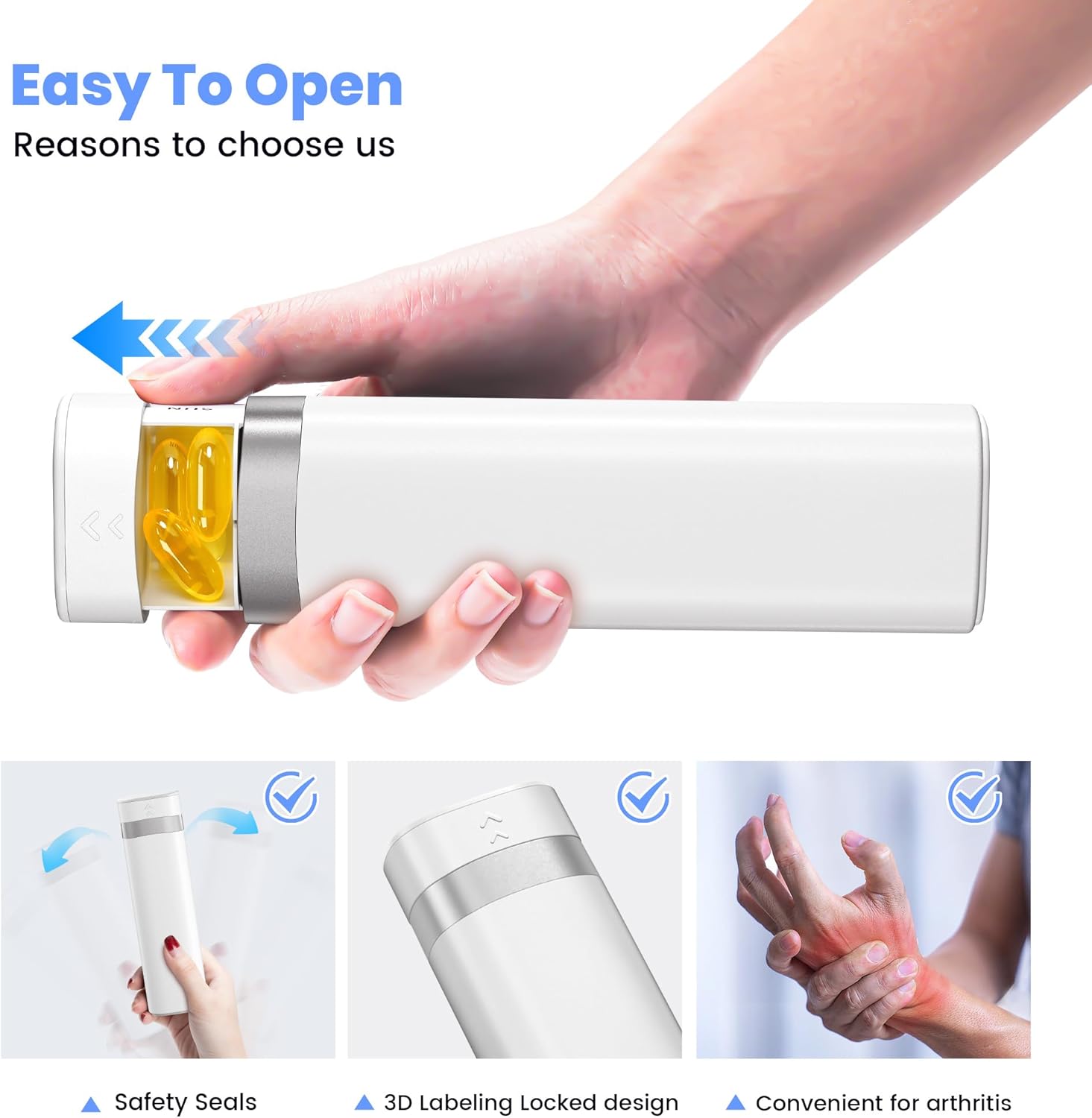 7-Day Pill Organizer, Travel Pill Case with Easy-to-Use Design, Large-Capacity Vitamin Box, Portable Drawer Medication Organizer for Once-a-Day Vitamins, Pills, and Supplements (White) - Image 6