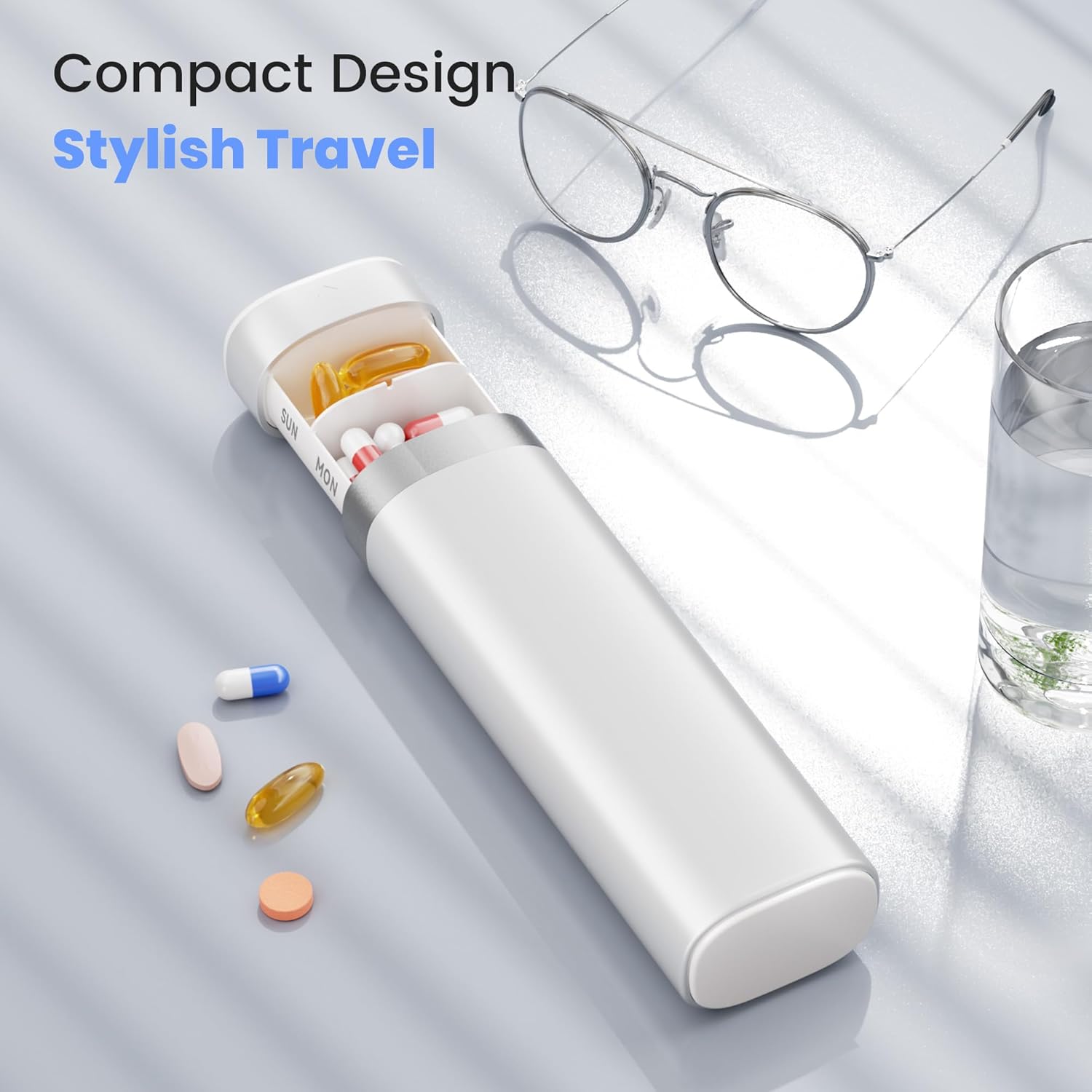 7-Day Pill Organizer, Travel Pill Case with Easy-to-Use Design, Large-Capacity Vitamin Box, Portable Drawer Medication Organizer for Once-a-Day Vitamins, Pills, and Supplements (White) - Image 7