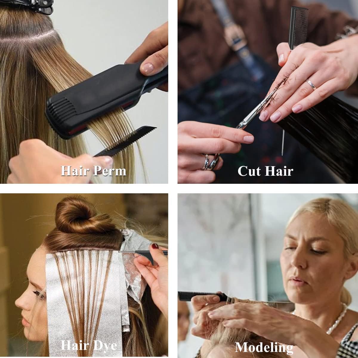 2 Pack Tail Comb, Carbon Fiber Stainless Steel Pintail and Heat Resistant Rat Teasing Comb for Daughter Women, Black - Image 5