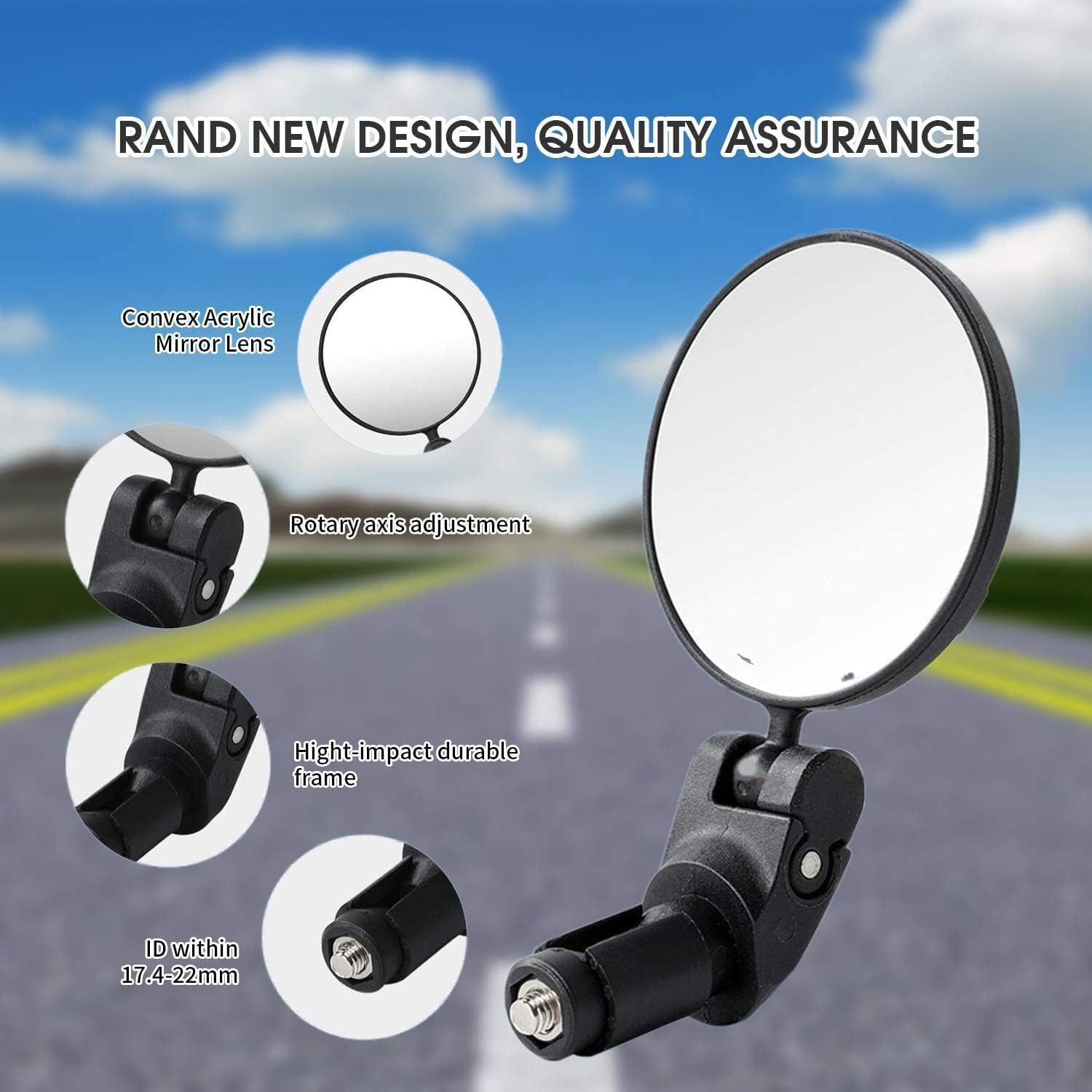 Bike Mirror, Bicycle Riding Rearview Mirror, HD Safety Rear View Mirrors, Convex Mirror with 360 Degrees Rotational Adjustable Handlebar for Mountain Road Bikes - Image 4