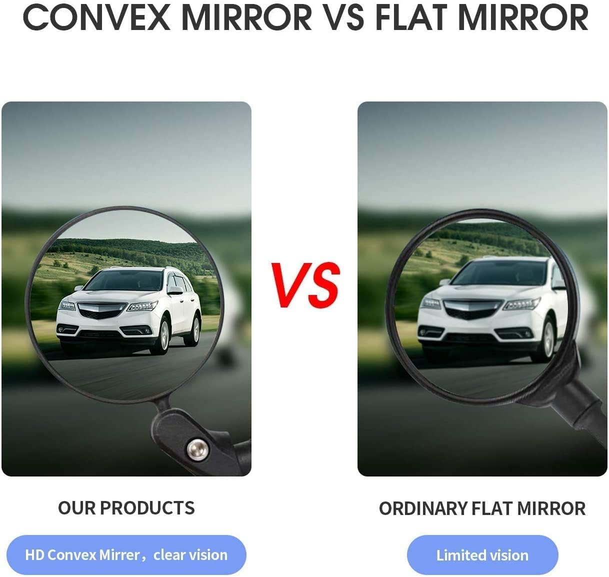 Bike Mirror, Bicycle Riding Rearview Mirror, HD Safety Rear View Mirrors, Convex Mirror with 360 Degrees Rotational Adjustable Handlebar for Mountain Road Bikes - Image 5