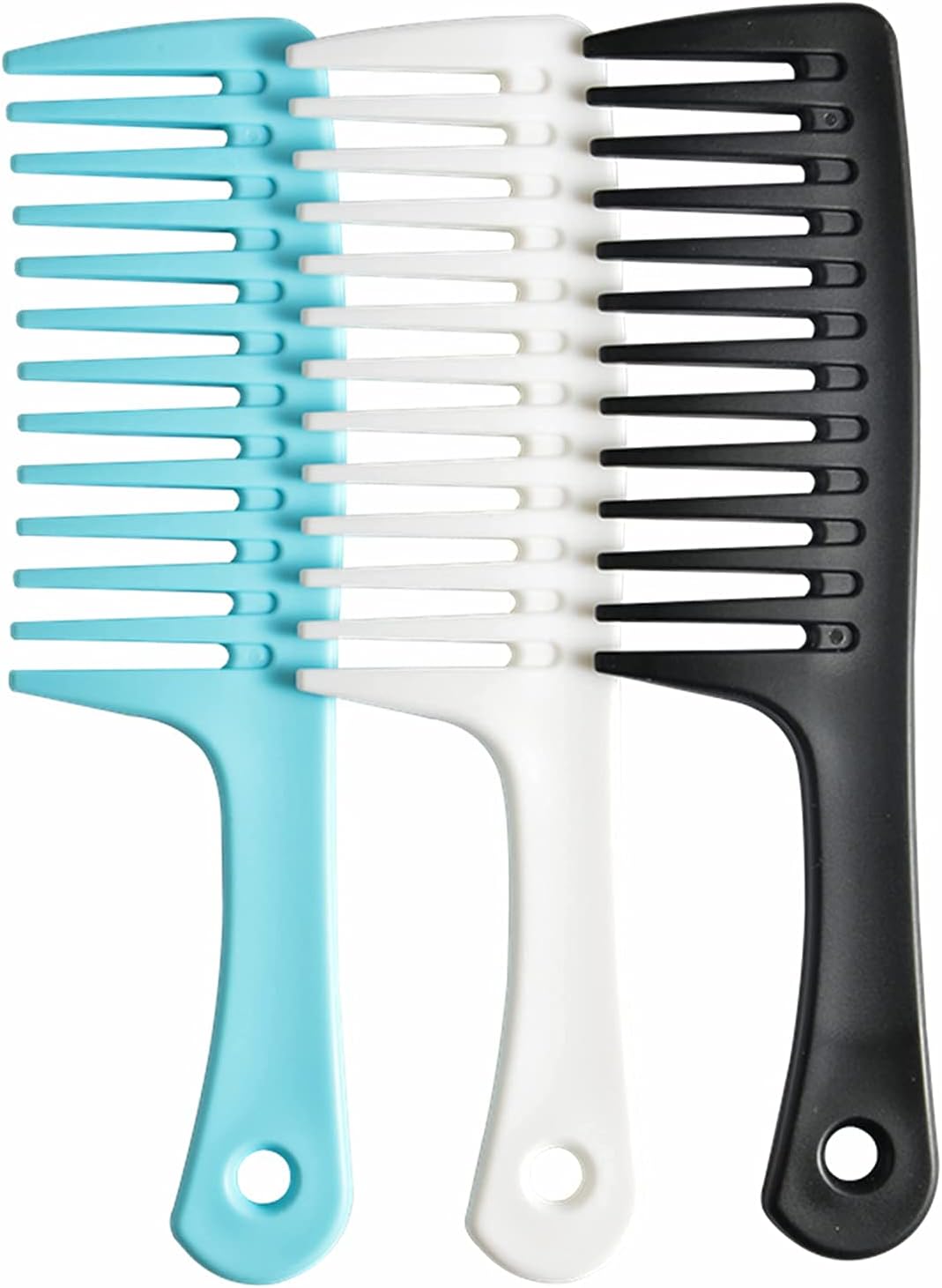 3 Pcs Wide Tooth Comb, Detangler Hair Comb for Women Shower Wet Dry Curly Long Thick Hair (Blue White Black) - Image 1
