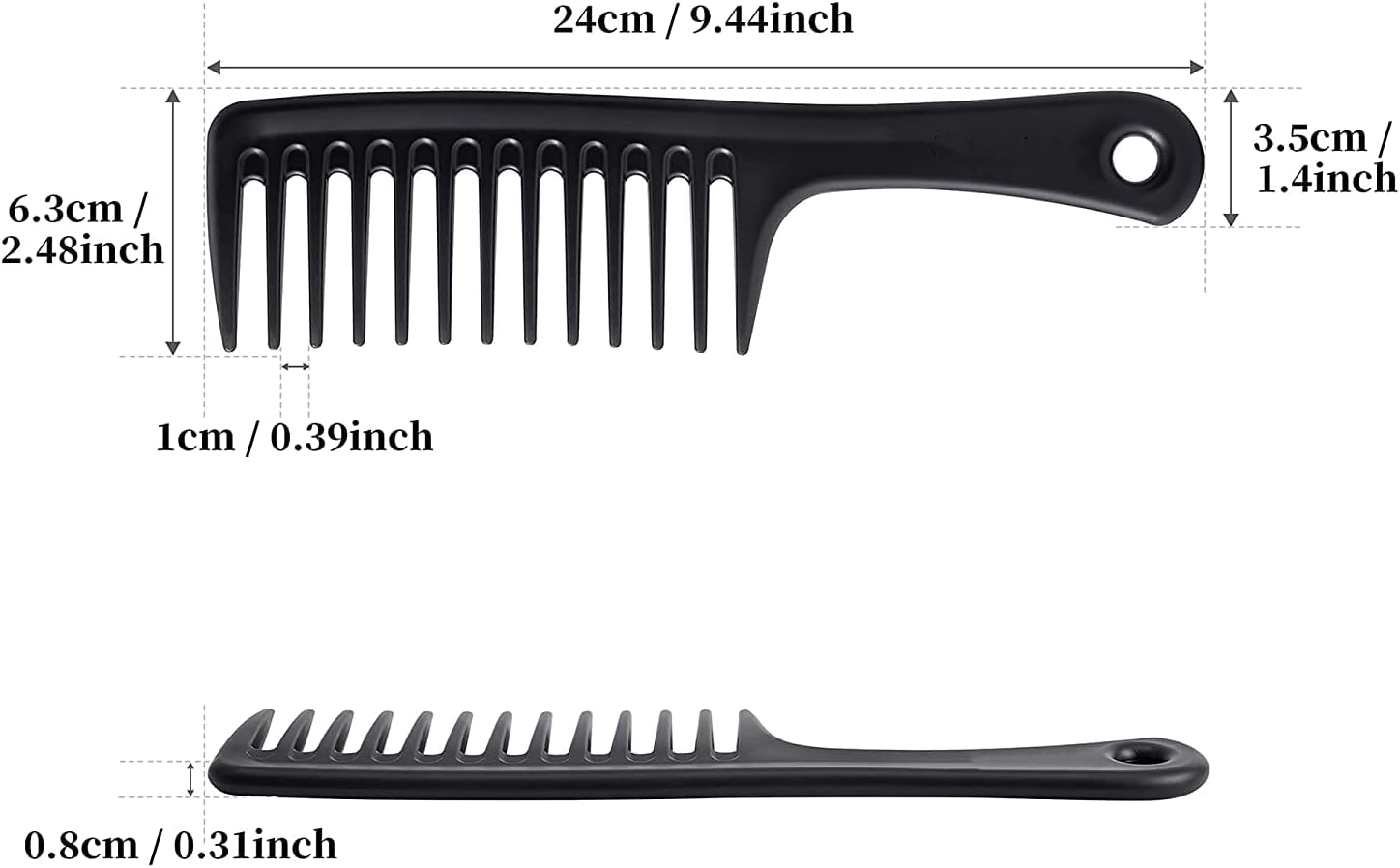 3 Pcs Wide Tooth Comb, Detangler Hair Comb for Women Shower Wet Dry Curly Long Thick Hair (Blue White Black) - Image 2