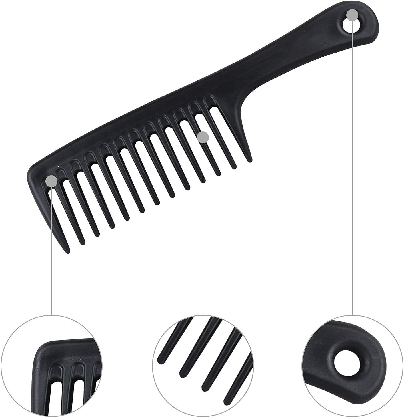 3 Pcs Wide Tooth Comb, Detangler Hair Comb for Women Shower Wet Dry Curly Long Thick Hair (Blue White Black) - Image 3