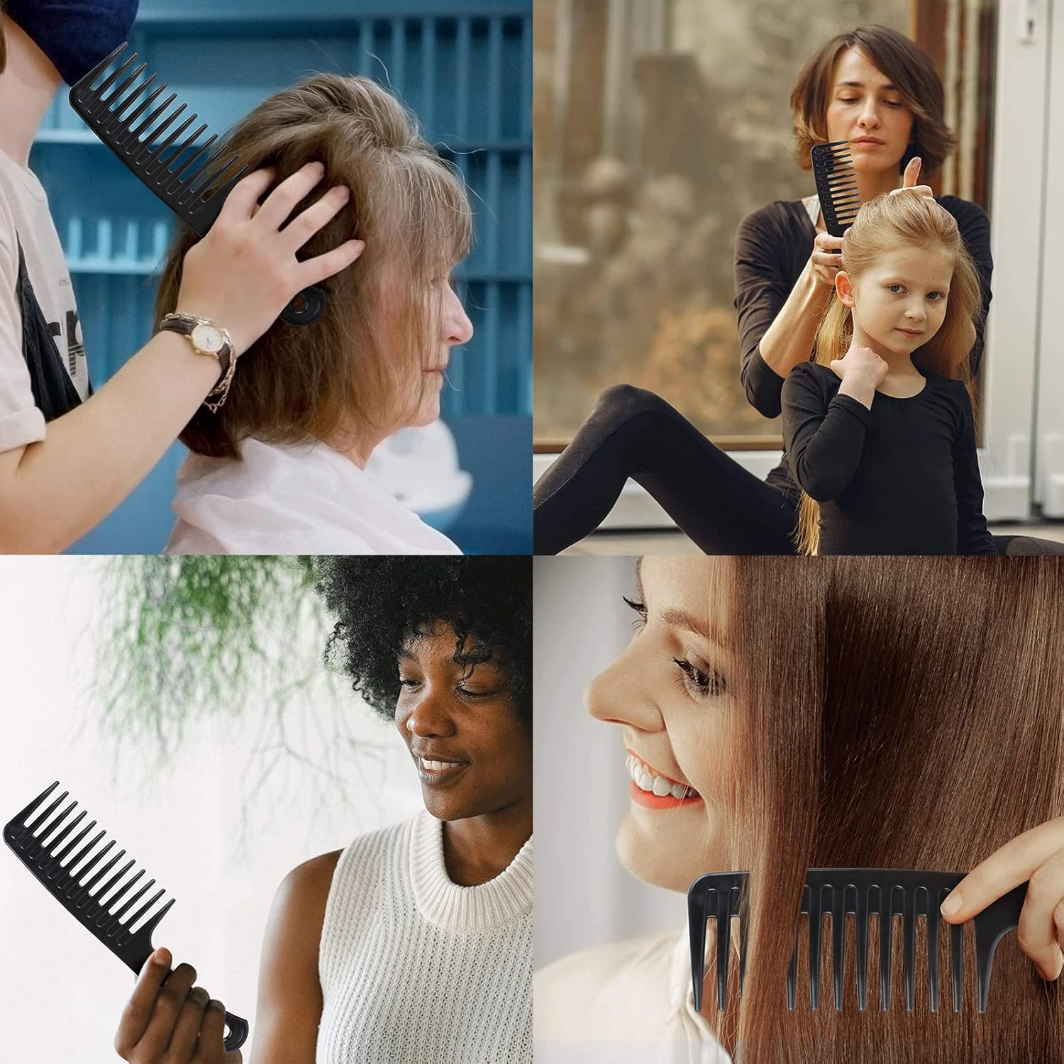 3 Pcs Wide Tooth Comb, Detangler Hair Comb for Women Shower Wet Dry Curly Long Thick Hair (Blue White Black) - Image 6