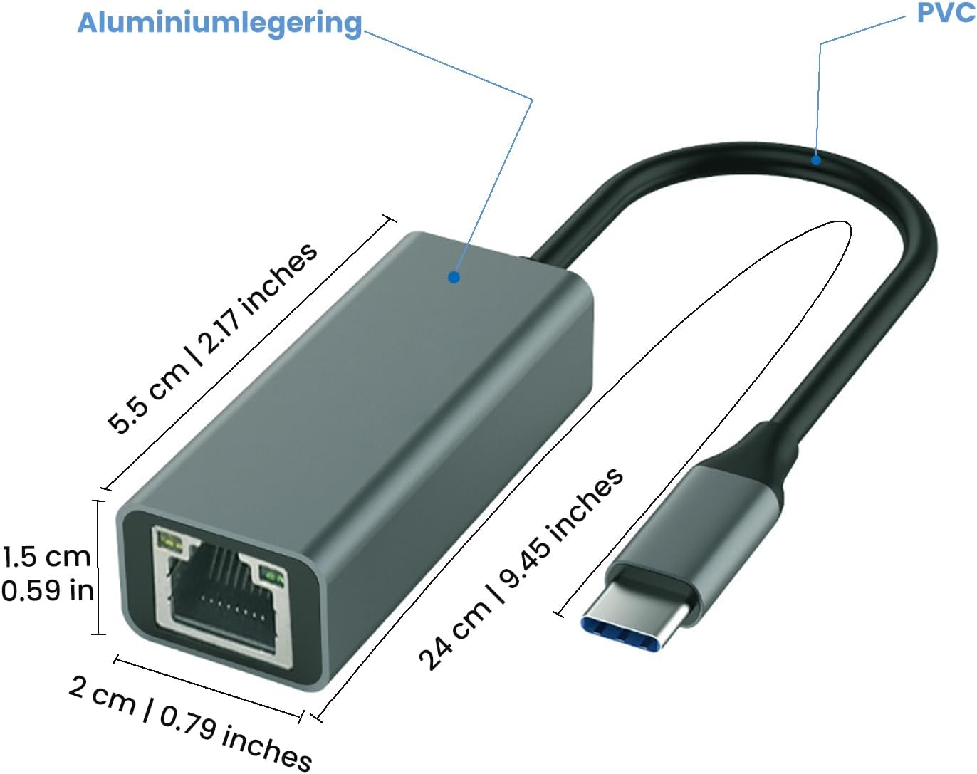 USB C to Ethernet Adapter, 1000Mbps Type C to Ethernet Adapter Ethernet Connector, Driver Free Ethernet Adapter Compatible for MacBook Pro|Air, iPhone 15 Pro|Max, Windows XP, MAC OS, Linux - Image 4