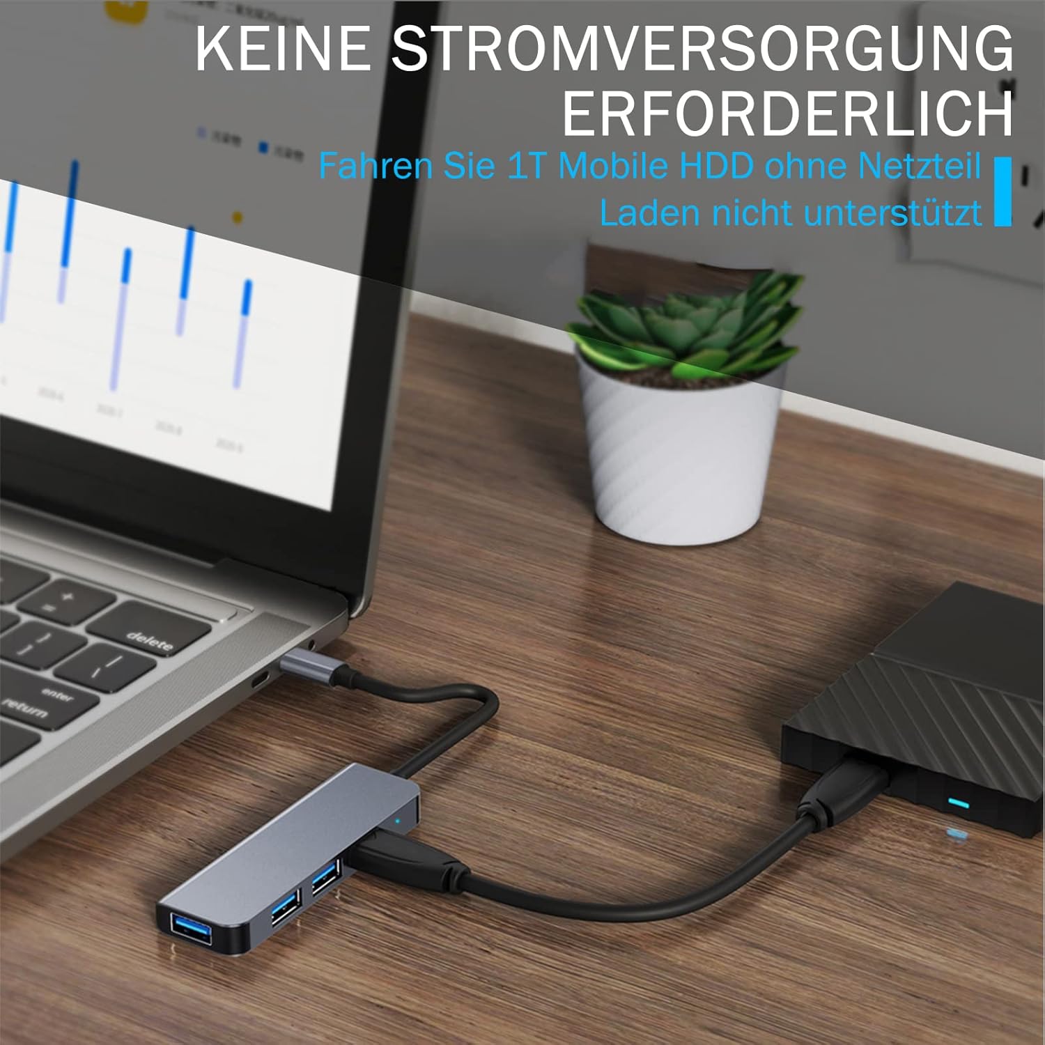 4-Port USB 3.0 Hub, Portable Data USB Hub, USB Splitter for MacBook, Mac Pro, Mac mini, iMac, Surface Pro, Laptop, PC, Flash Drive, Mobile HDD (Charging Not Supported) (3.9ft) - Image 4