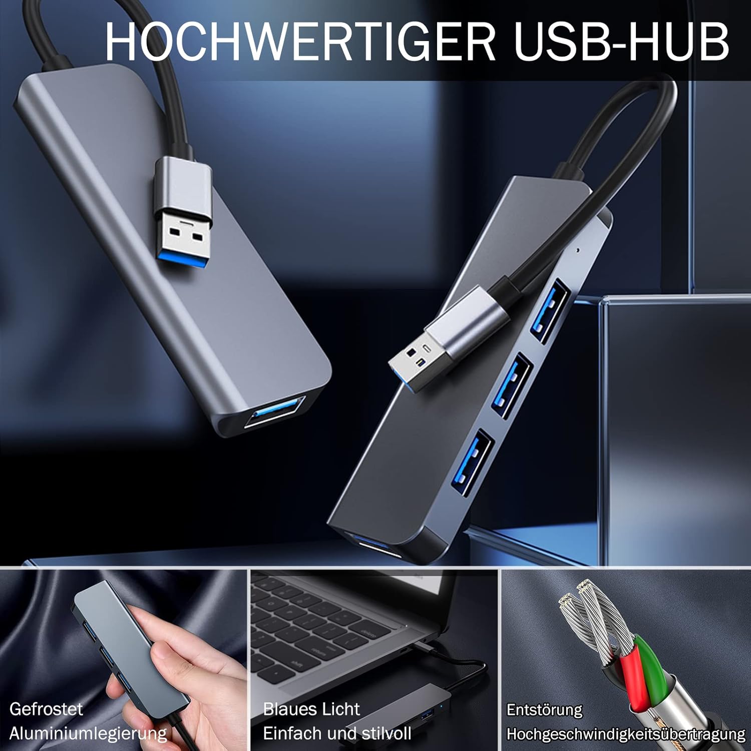 4-Port USB 3.0 Hub, Portable Data USB Hub, USB Splitter for MacBook, Mac Pro, Mac mini, iMac, Surface Pro, Laptop, PC, Flash Drive, Mobile HDD (Charging Not Supported) (3.9ft) - Image 6