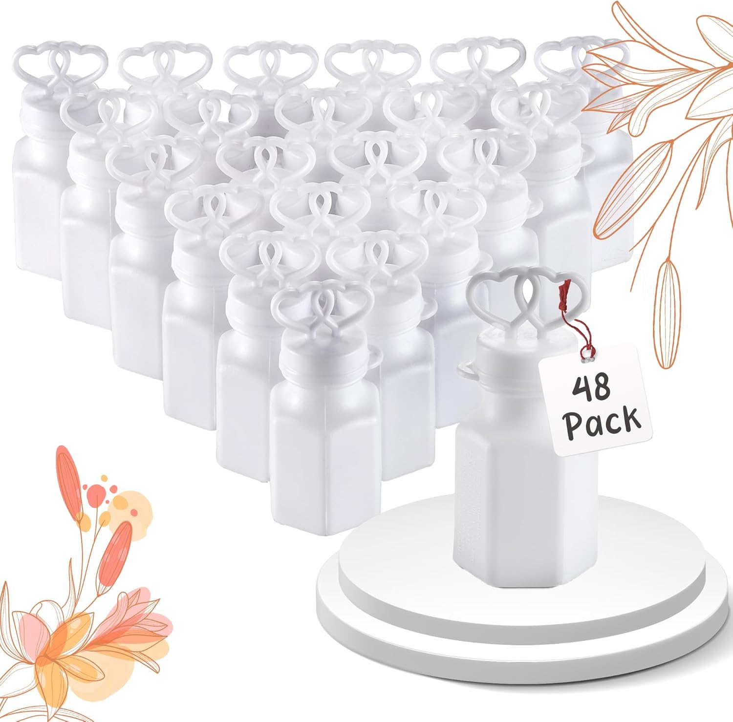 Wedding Bubbles with Wands - (48 Count) Bulk Mini Double Heart Top Bubbles for Wedding Send Off, Bridal Party Favors, Engagement, Anniversary Celebrations, Toy Gifts for Kids, Boys or Girls - Image 1