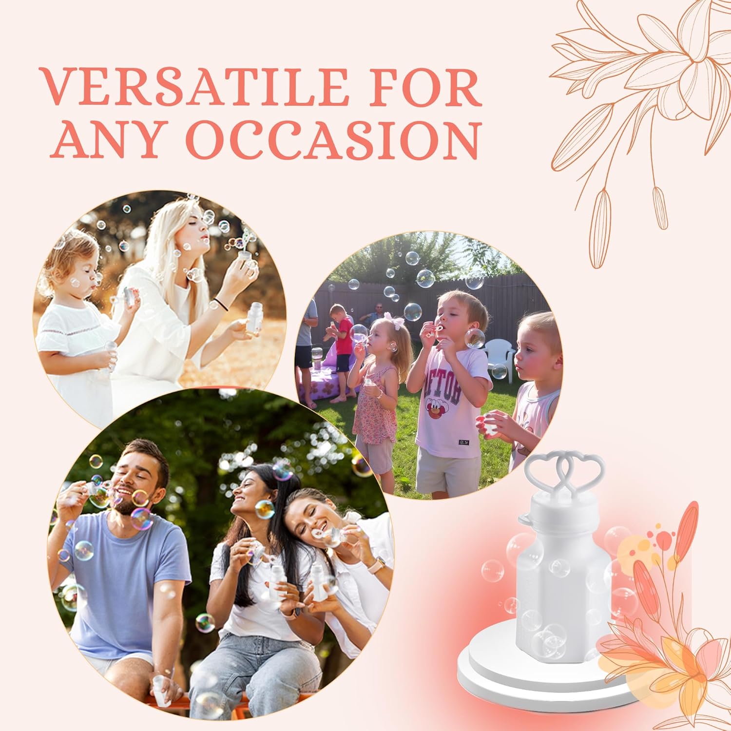 Wedding Bubbles with Wands - (48 Count) Bulk Mini Double Heart Top Bubbles for Wedding Send Off, Bridal Party Favors, Engagement, Anniversary Celebrations, Toy Gifts for Kids, Boys or Girls - Image 2