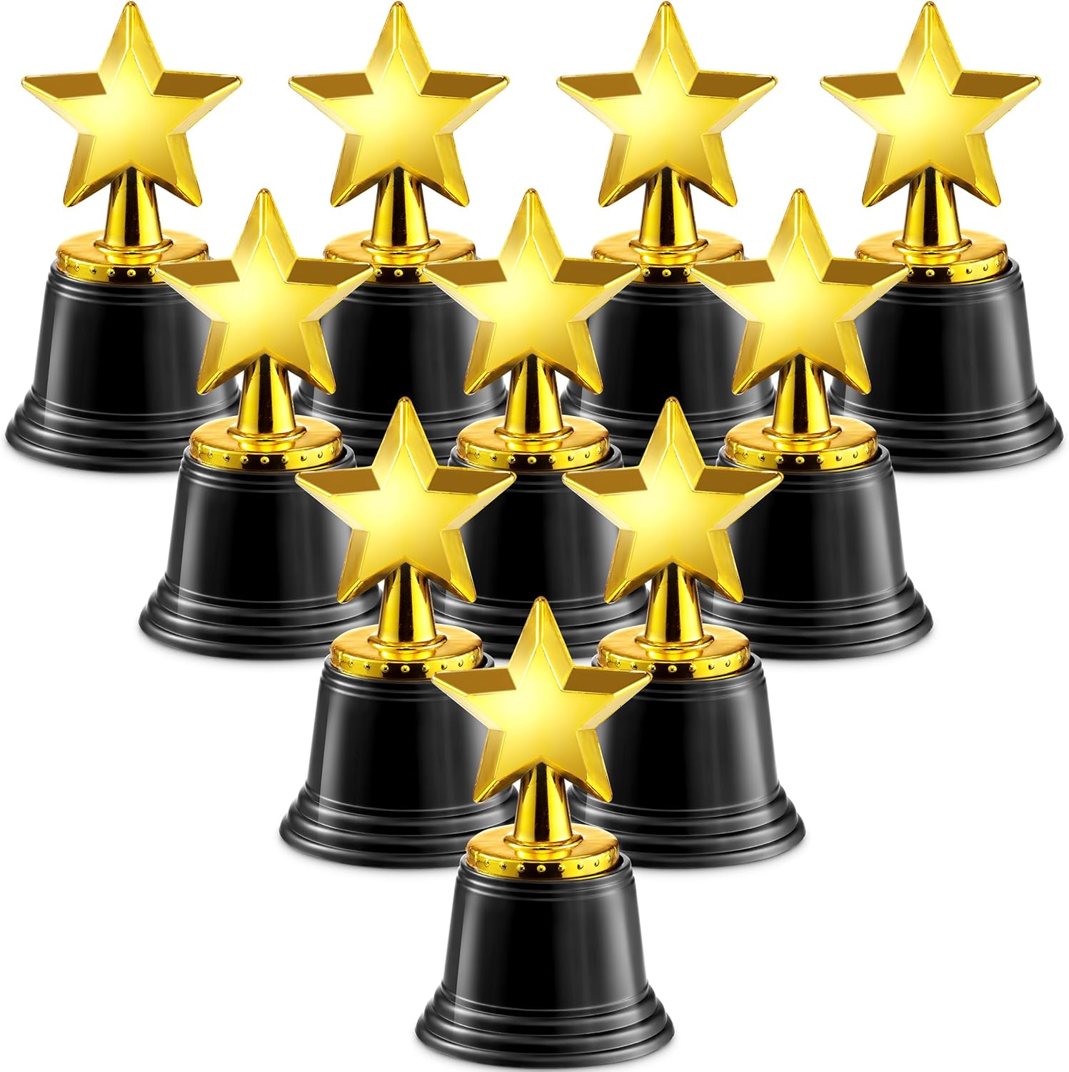 Star Trophy Awards - Pack of 12 Bulk - 4.5 Inch, Gold Award Trophies for Kids Party Favors, Props, Rewards, Winning Prizes, Competitions for Kids and Adults - Image 1