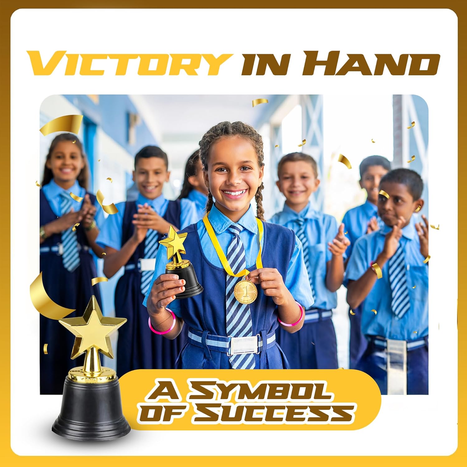 Star Trophy Awards - Pack of 12 Bulk - 4.5 Inch, Gold Award Trophies for Kids Party Favors, Props, Rewards, Winning Prizes, Competitions for Kids and Adults - Image 3