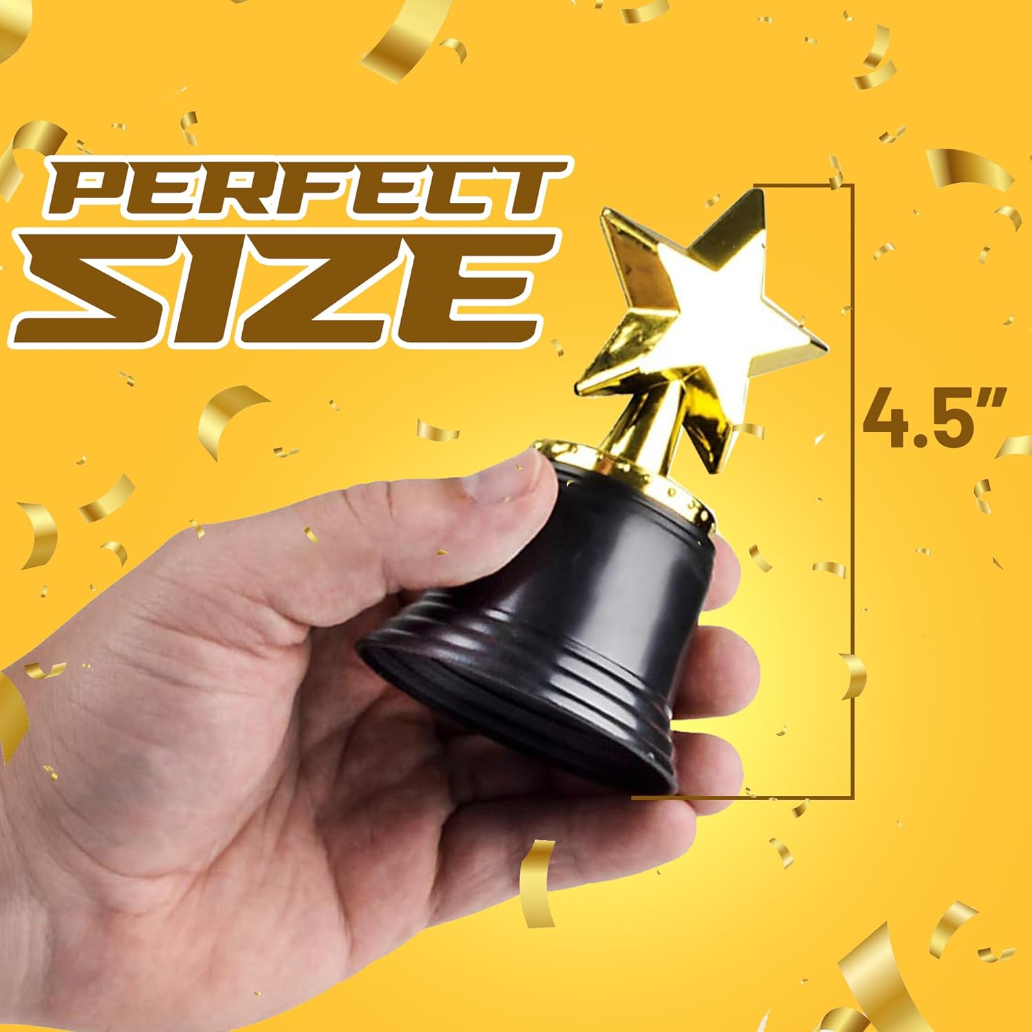 Star Trophy Awards - Pack of 12 Bulk - 4.5 Inch, Gold Award Trophies for Kids Party Favors, Props, Rewards, Winning Prizes, Competitions for Kids and Adults - Image 4
