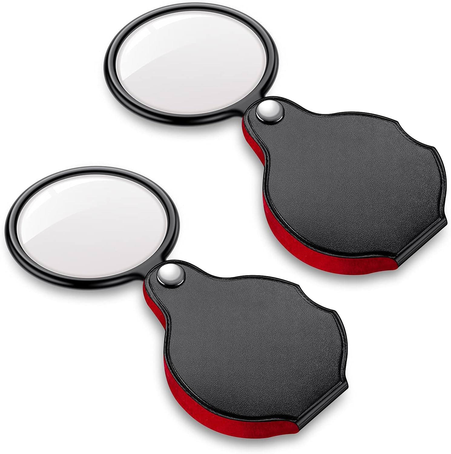 2PCS Upgrade 10X Small Magnifying Glasses for Kids/Senior, Pocket Magnifier for Reading/Close Work, Mini Folding Magnifying Magnify Glass with Protective Sheath, Ideal for Repairing/Hobby/Coins, 1.96