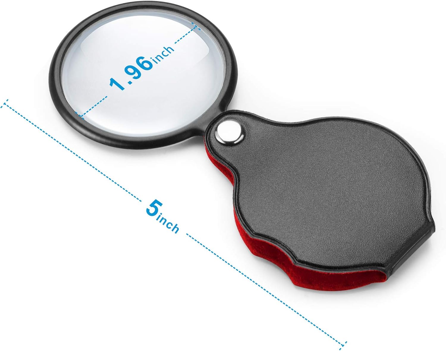 2PCS Upgrade 10X Small Magnifying Glasses for Kids/Senior, Pocket Magnifier for Reading/Close Work, Mini Folding Magnifying Magnify Glass with Protective Sheath, Ideal for Repairing/Hobby/Coins, 1.96