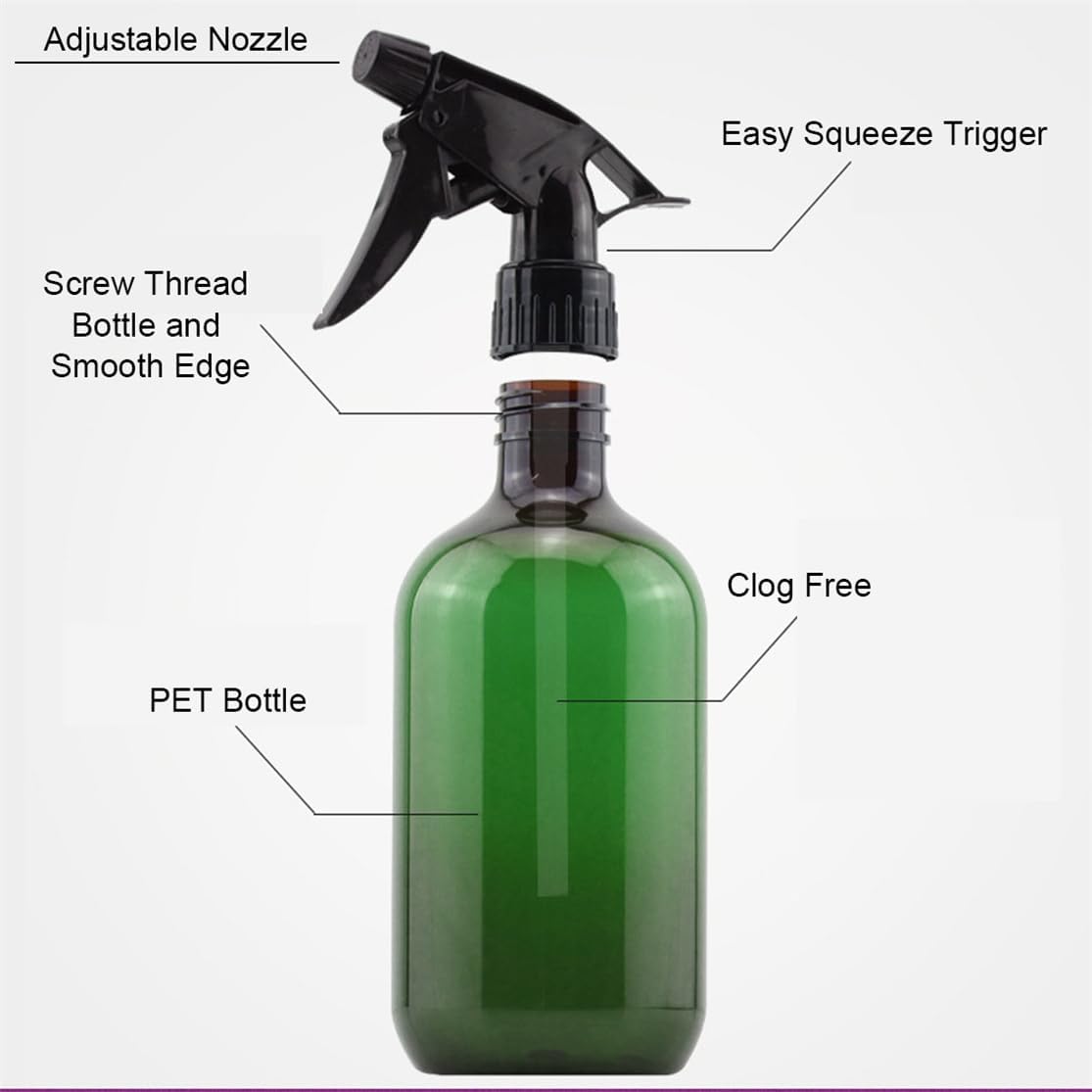 Plastic Spray Bottles 17OZ Empty Spray Bottle 2PCS Refillable Water Squirt Bottles Leakproof Water Spray Bottles for Cleaning Solution Alcohol Gardening Plants and Hairdressing, green - Image 2