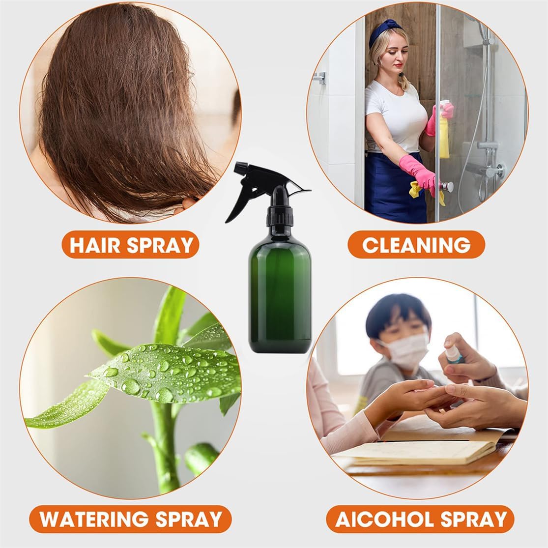 Plastic Spray Bottles 17OZ Empty Spray Bottle 2PCS Refillable Water Squirt Bottles Leakproof Water Spray Bottles for Cleaning Solution Alcohol Gardening Plants and Hairdressing, green - Image 6