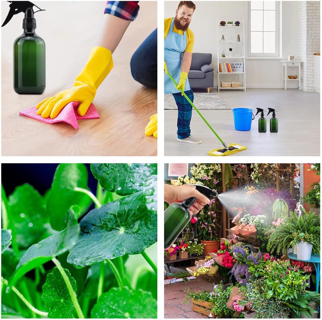 Plastic Spray Bottles 17OZ Empty Spray Bottle 2PCS Refillable Water Squirt Bottles Leakproof Water Spray Bottles for Cleaning Solution Alcohol Gardening Plants and Hairdressing, green - Image 7