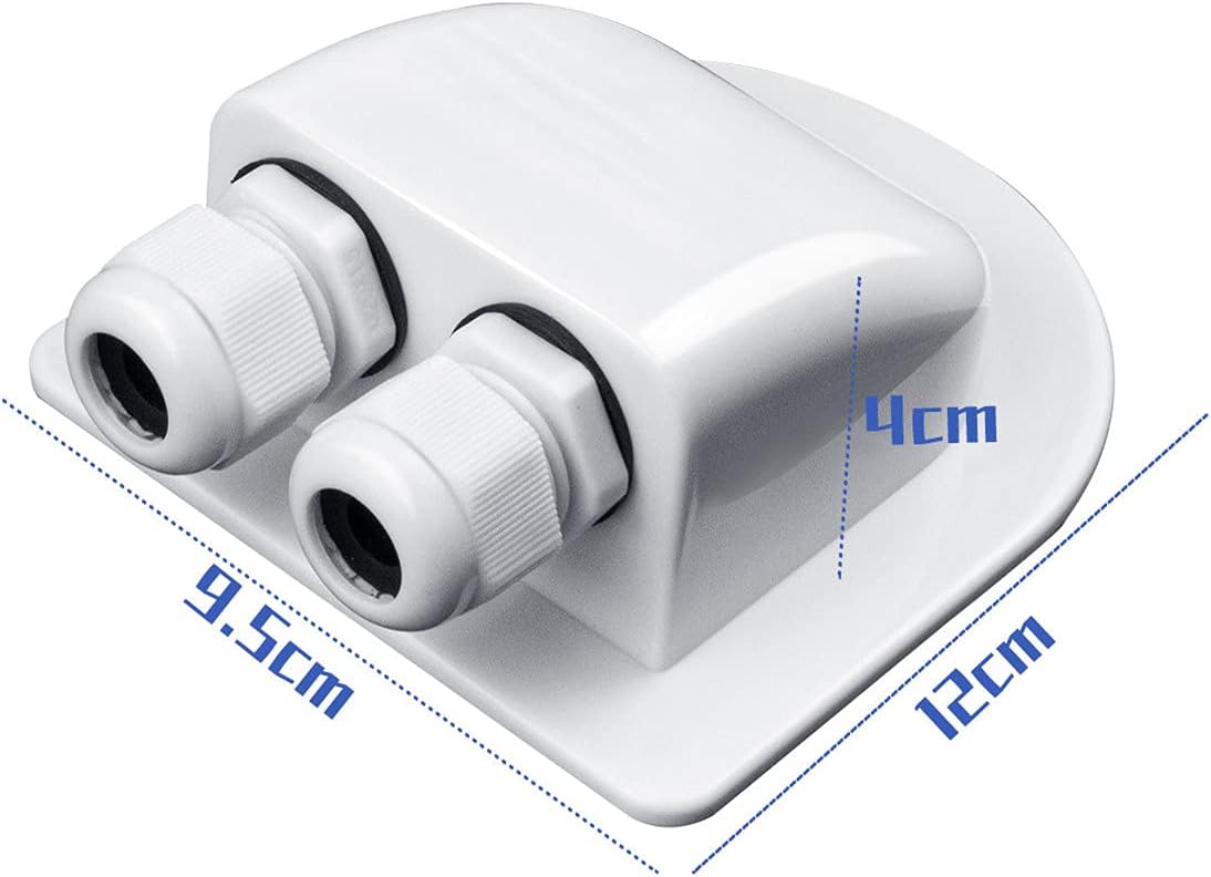 Solar Cable Entry Gland - Waterproof Double Connector Cover, Photovoltaic Plastic Bracket Curved ABS Dual Entry Housing for RV, Caravan Boat Panels - Image 3